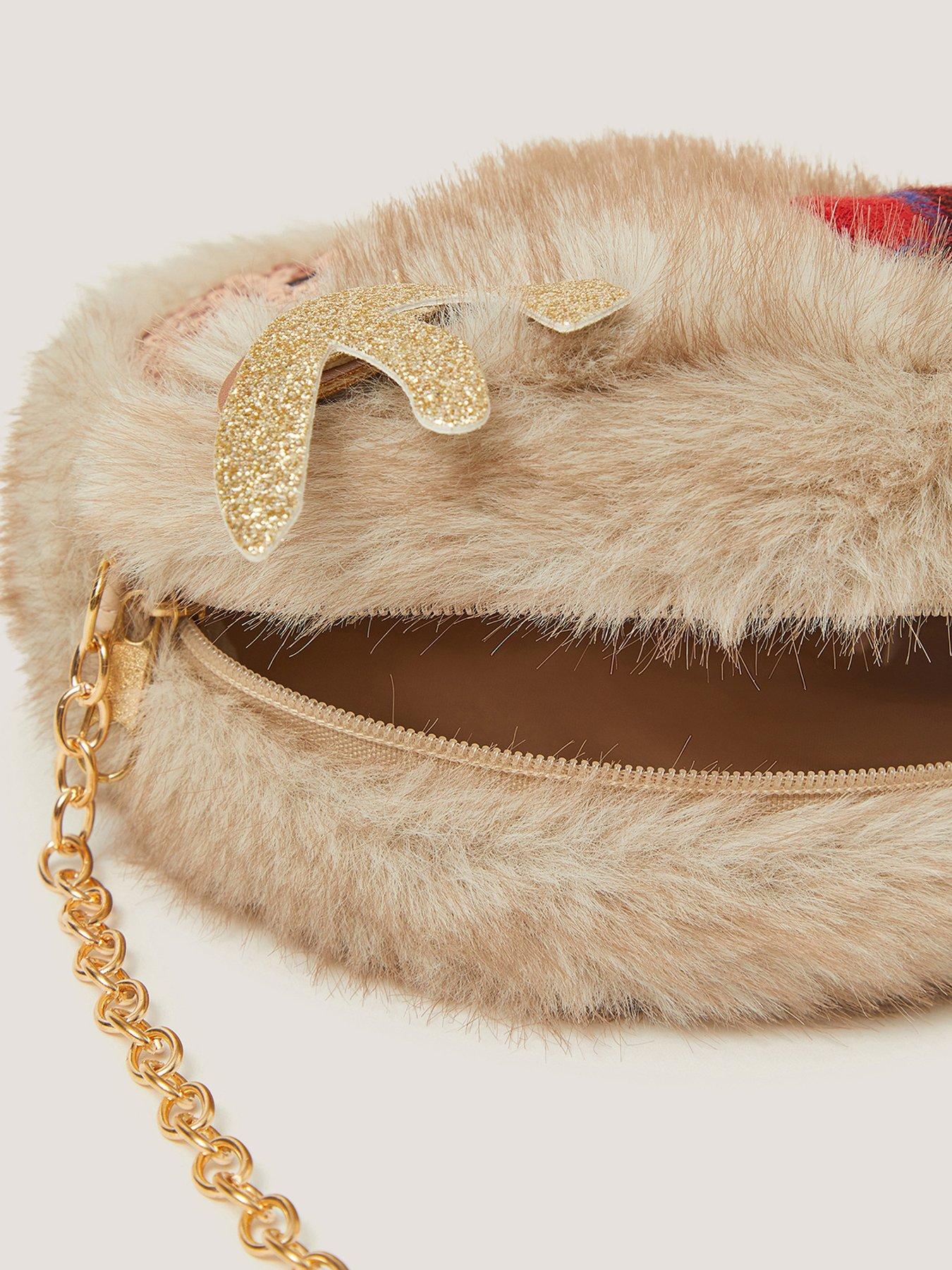 Image 4 of 4 of Monsoon Girls Fluffy Reindeer Bag - Brown