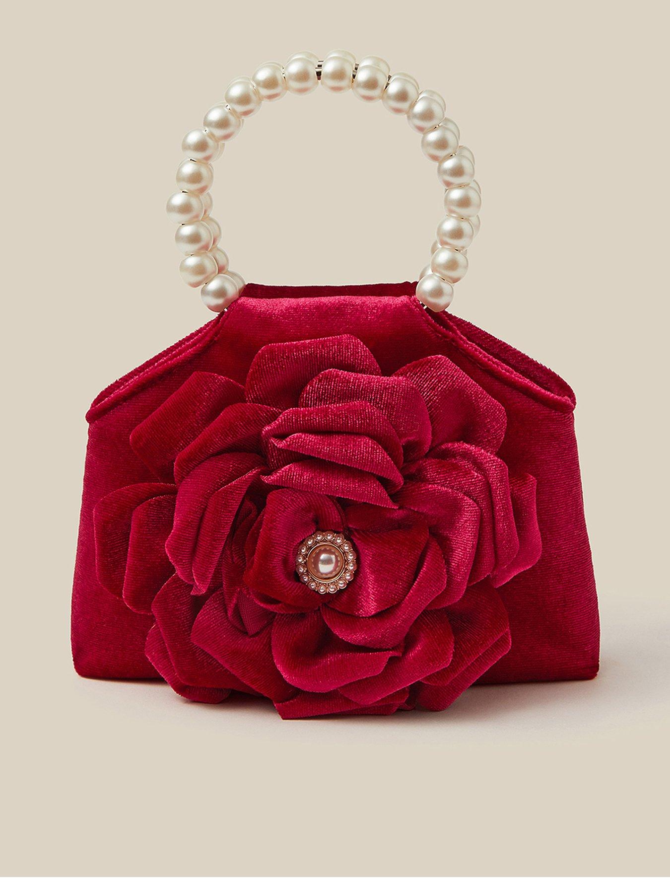 Image 1 of 4 of Monsoon Girls Leila Velvet Rose Bag - Red