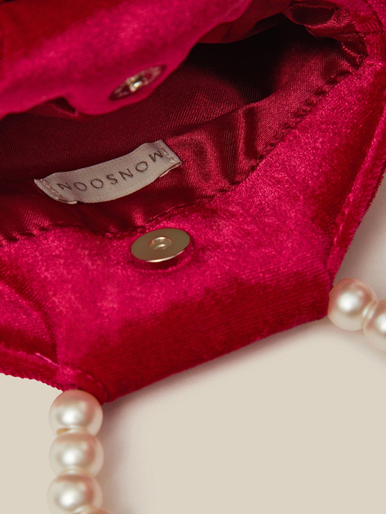 Image 3 of 4 of Monsoon Girls Leila Velvet Rose Bag - Red