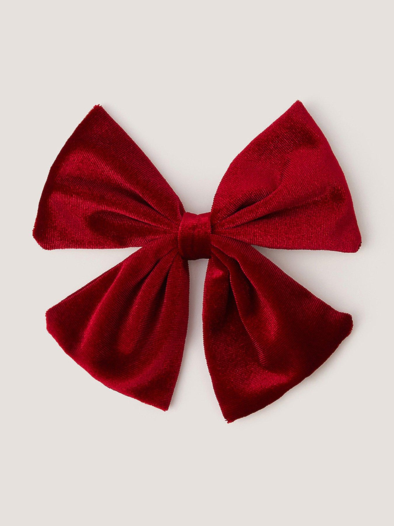 Image 1 of 3 of Monsoon Girls Layer Velvet Bow Clip - Red