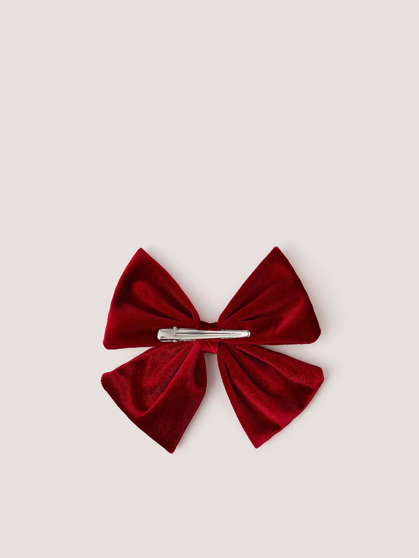 Image 2 of 3 of Monsoon Girls Layer Velvet Bow Clip - Red
