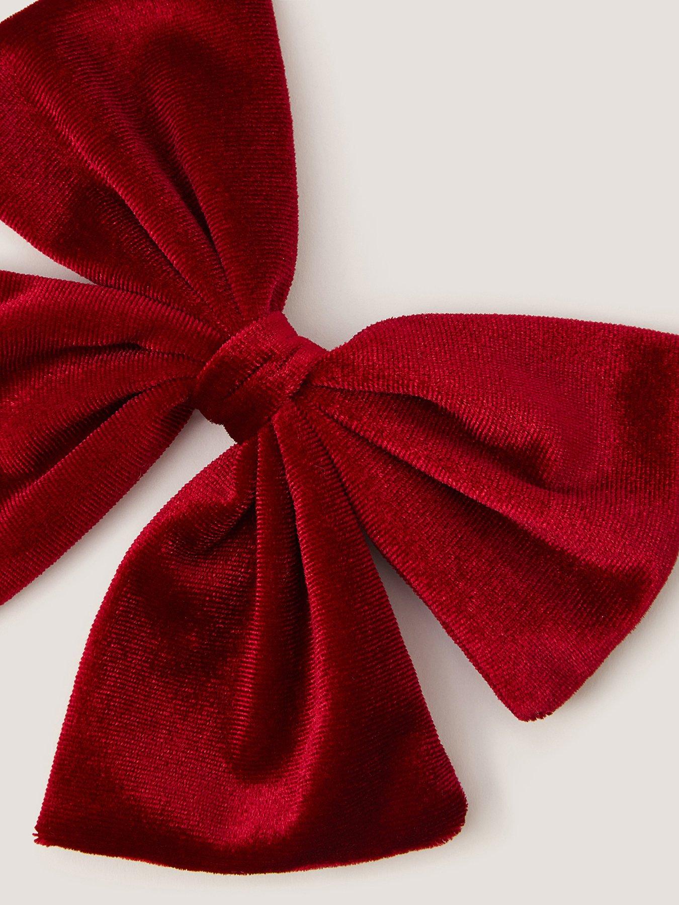 Image 3 of 3 of Monsoon Girls Layer Velvet Bow Clip - Red