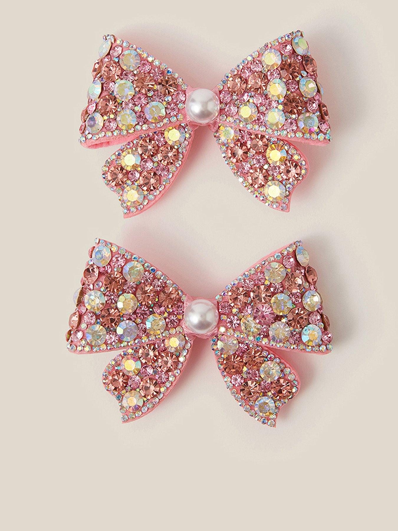 Monsoon Girls 2 Pack Frosted Bow Clips - Pink