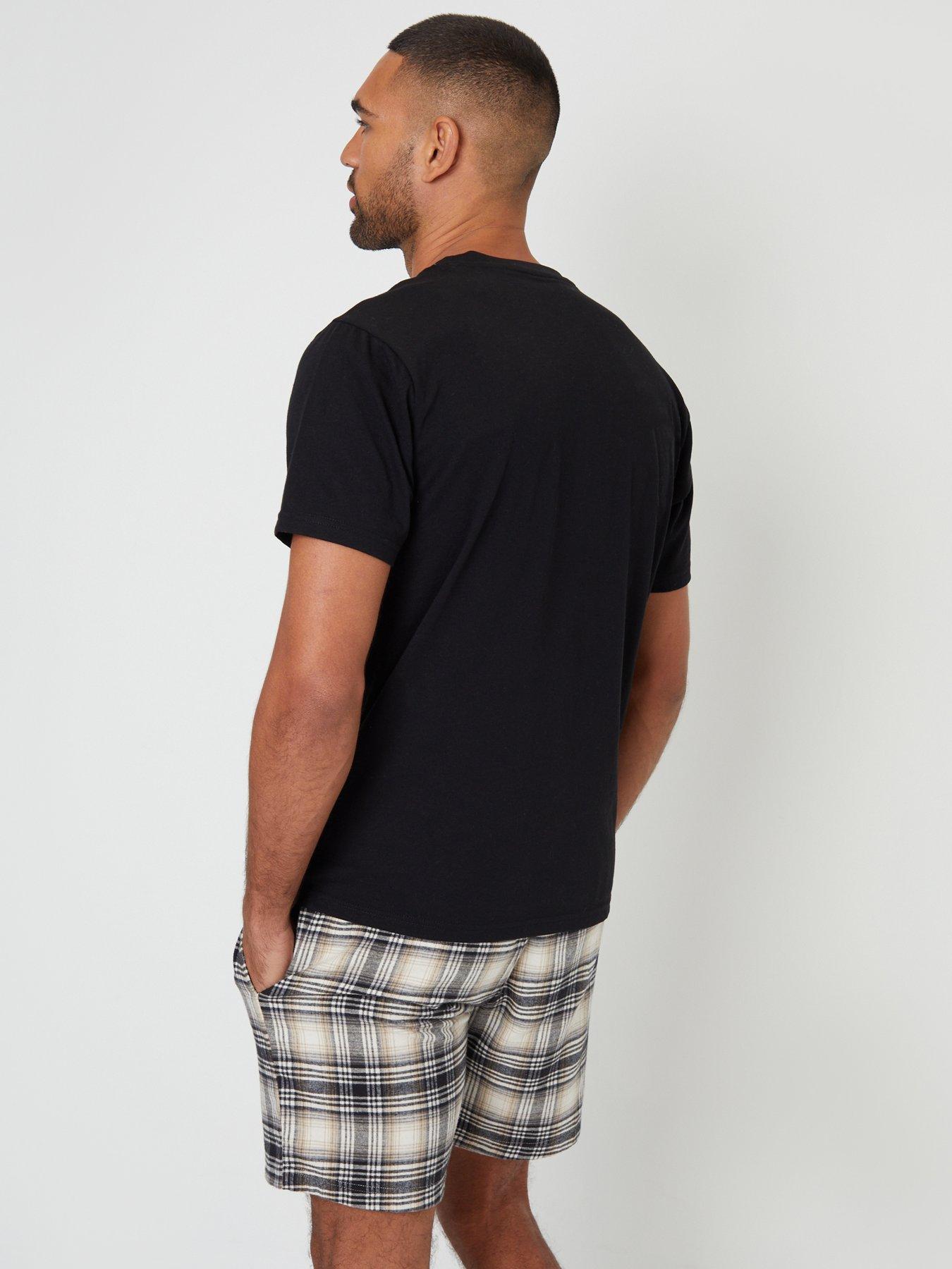 Image 2 of 4 of Threadbare Cotton Rich T-shirt And Short Pyjama Set In Black Check