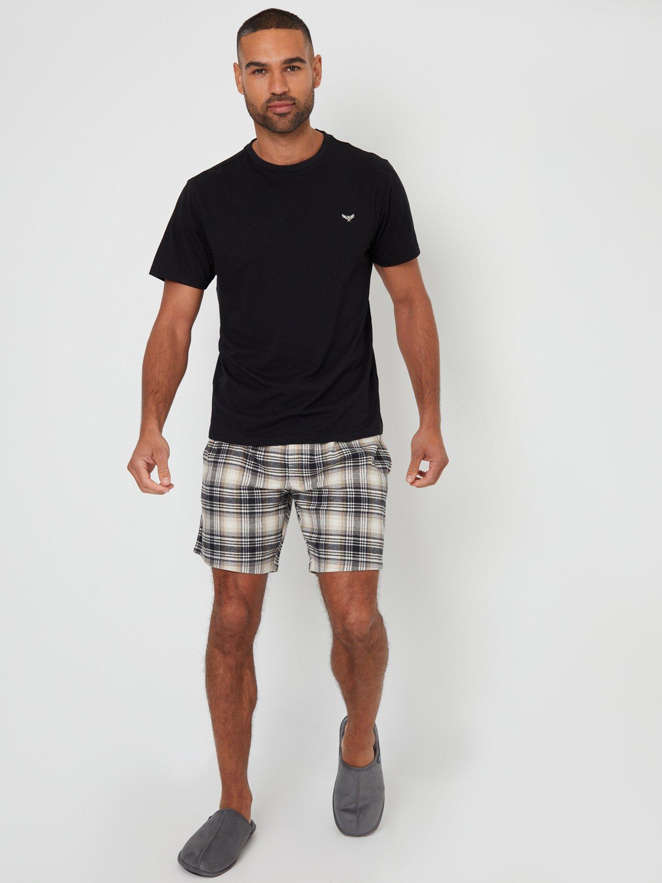 Image 3 of 4 of Threadbare Cotton Rich T-shirt And Short Pyjama Set In Black Check
