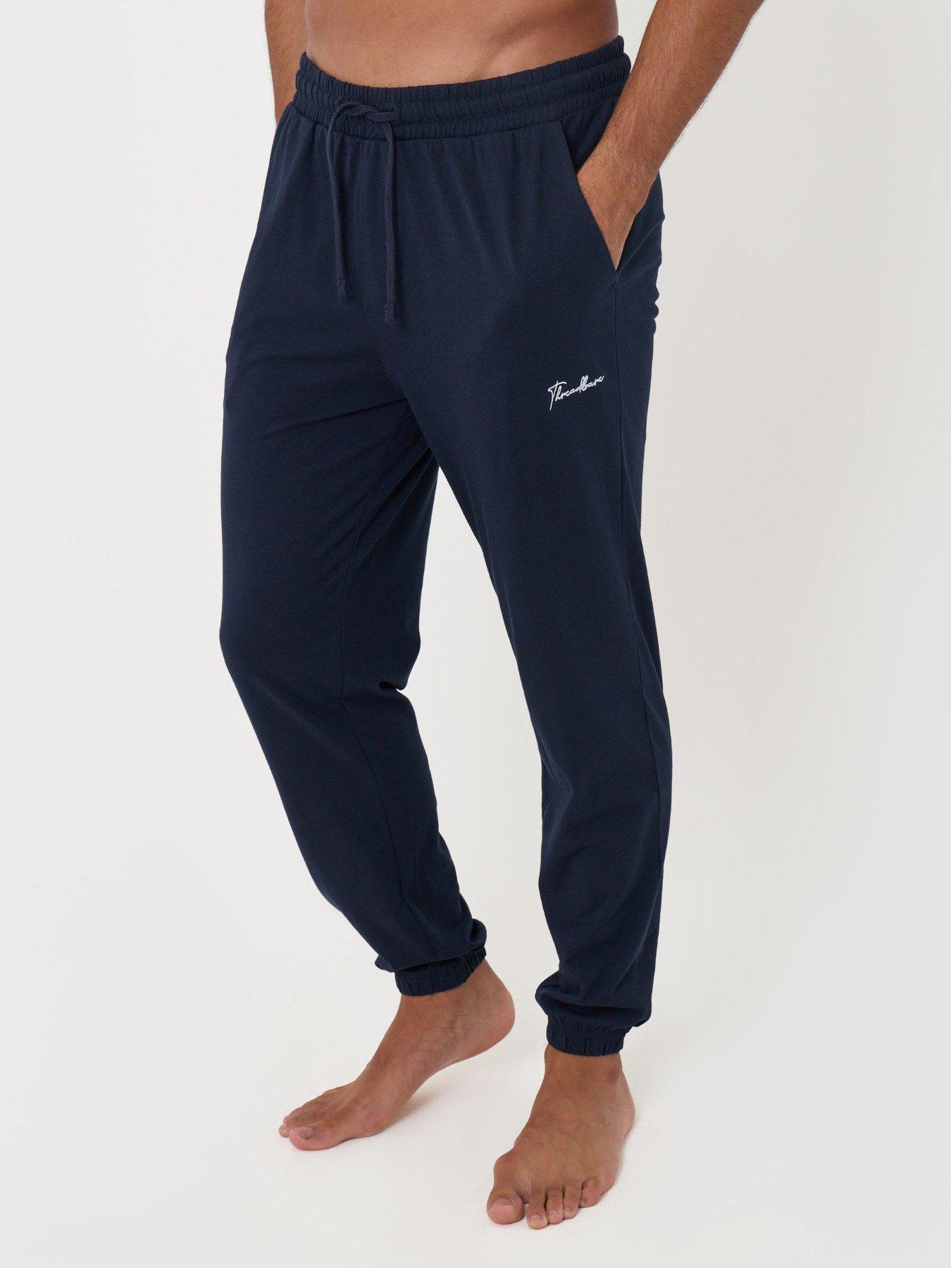 Image 2 of 5 of Threadbare Mens 2 Pack Jersey Drawcord Cuffed Joggers - Black/Navy