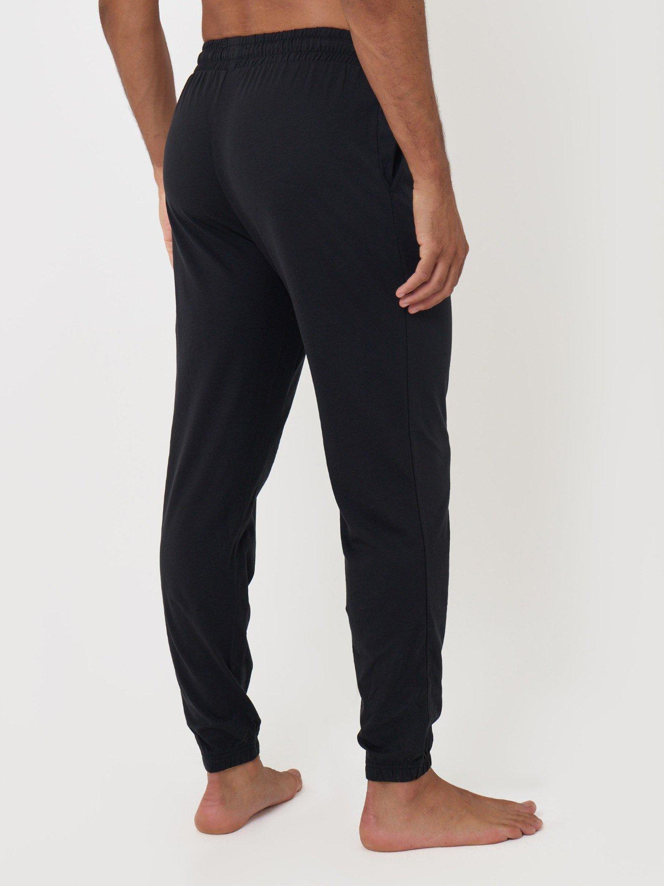 Image 3 of 5 of Threadbare Mens 2 Pack Jersey Drawcord Cuffed Joggers - Black/Navy