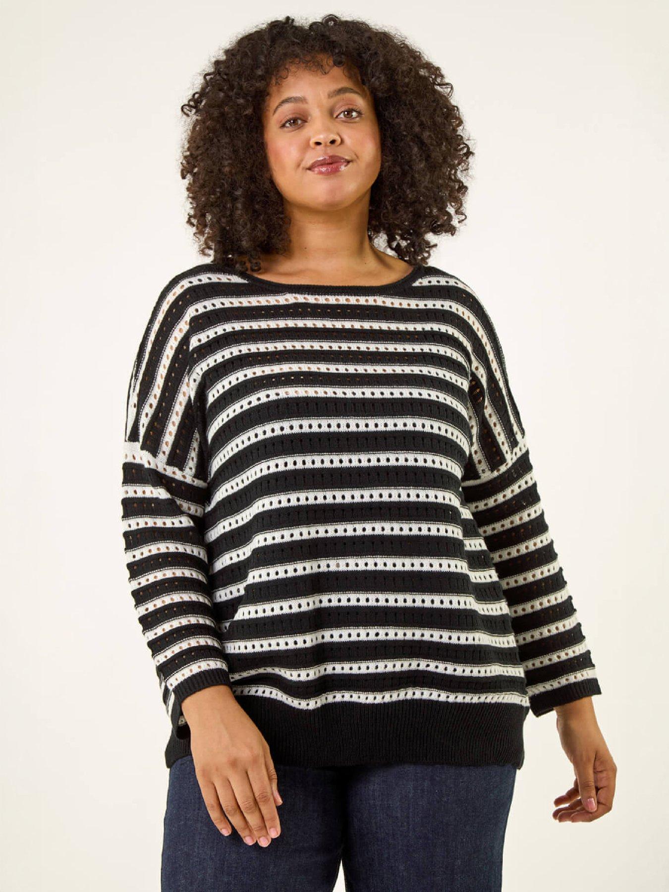 Roman Curve Crochet Stripe Knit