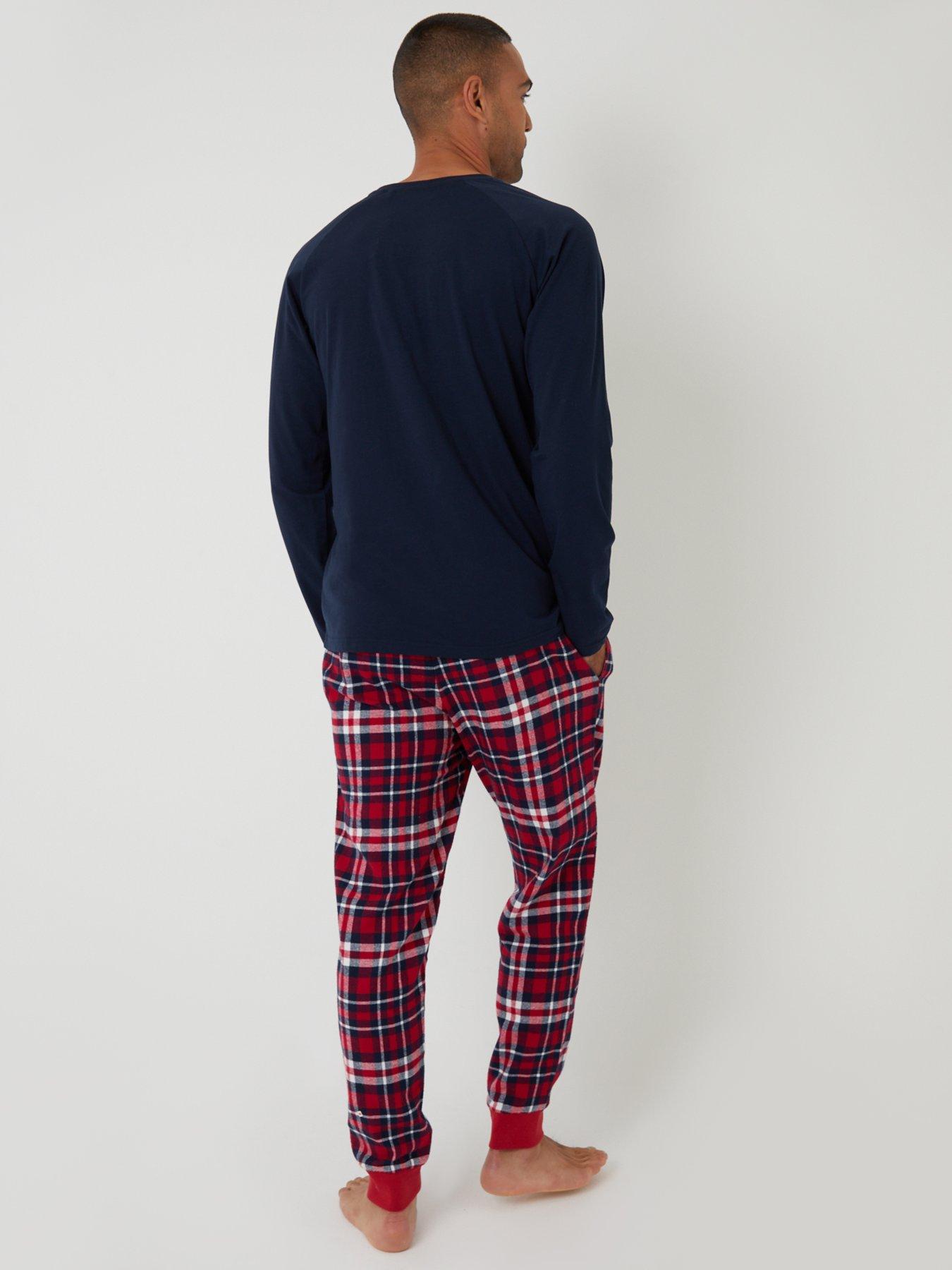 Image 2 of 4 of Threadbare Long Sleeve Top & Cotton Flannel Trousers Pyjama Set In Red Check