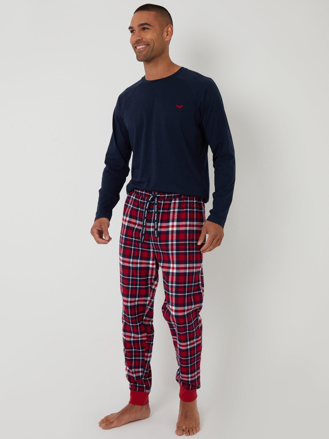 Image 3 of 4 of Threadbare Long Sleeve Top & Cotton Flannel Trousers Pyjama Set In Red Check