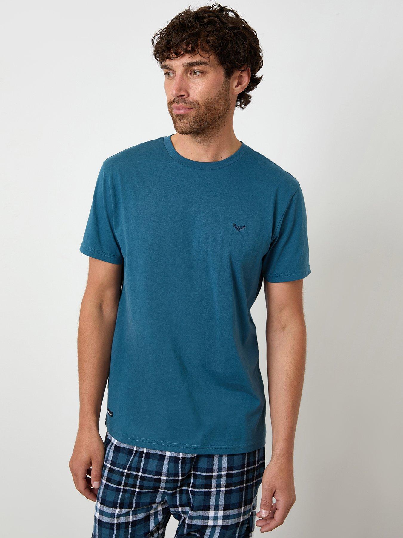 Image 3 of 4 of Threadbare T-shirt & Cotton Flannel Trousers Pyjama Set In Blue Check