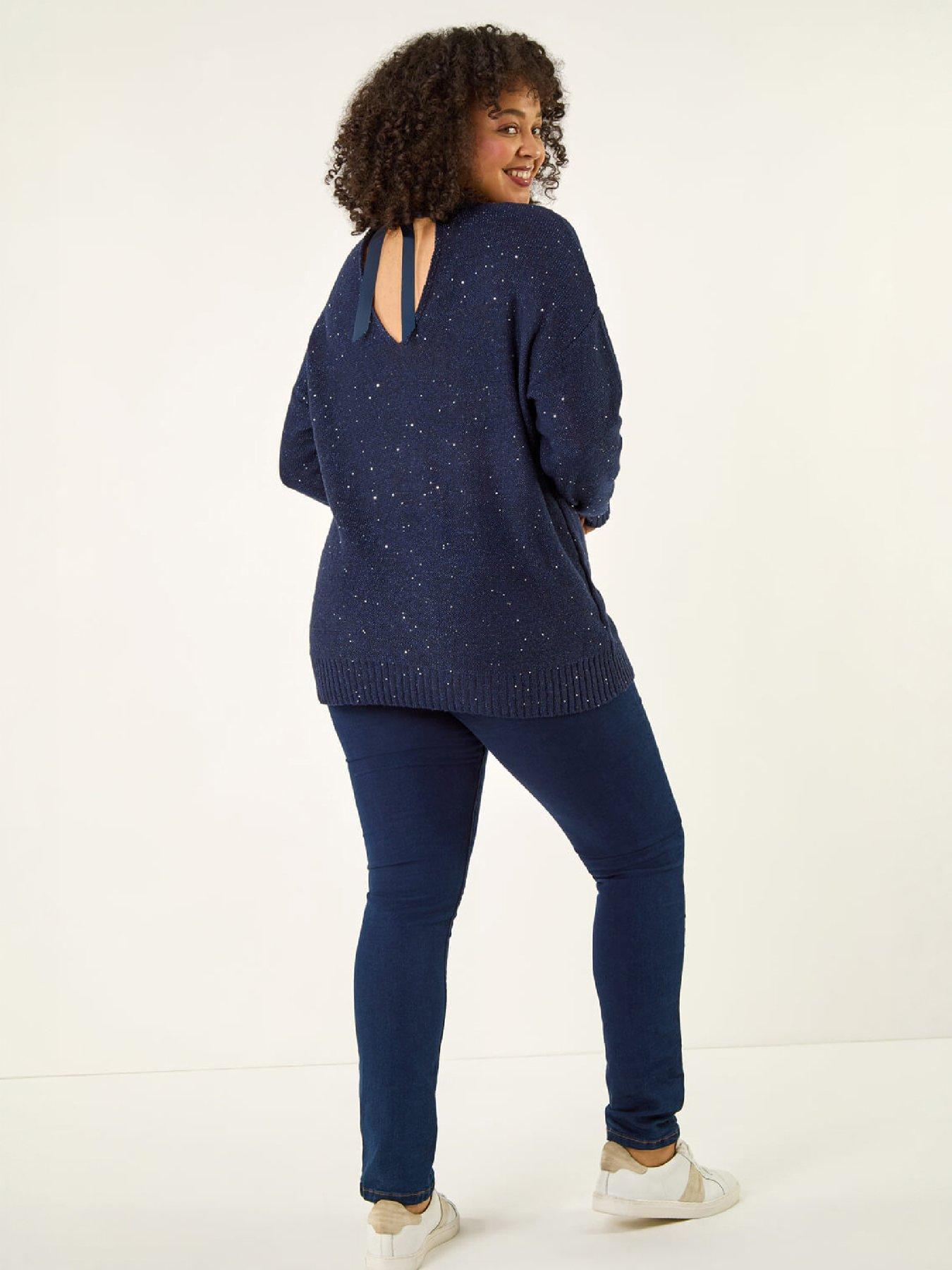 Image 1 of 4 of Roman Curve Hotfix Longline Knit Jumper