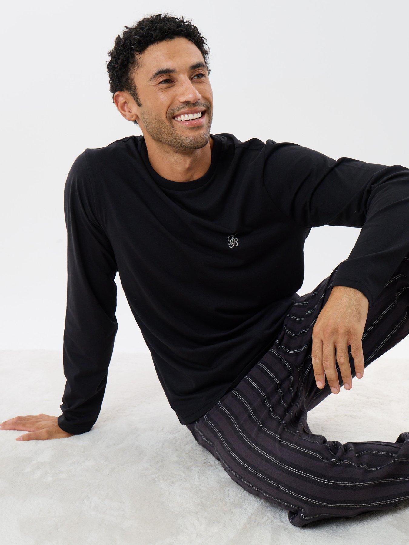 Image 1 of 5 of Threadbare Mens Threadbare Long Sleeve Jersey Stripe Pyjama Set - Multi