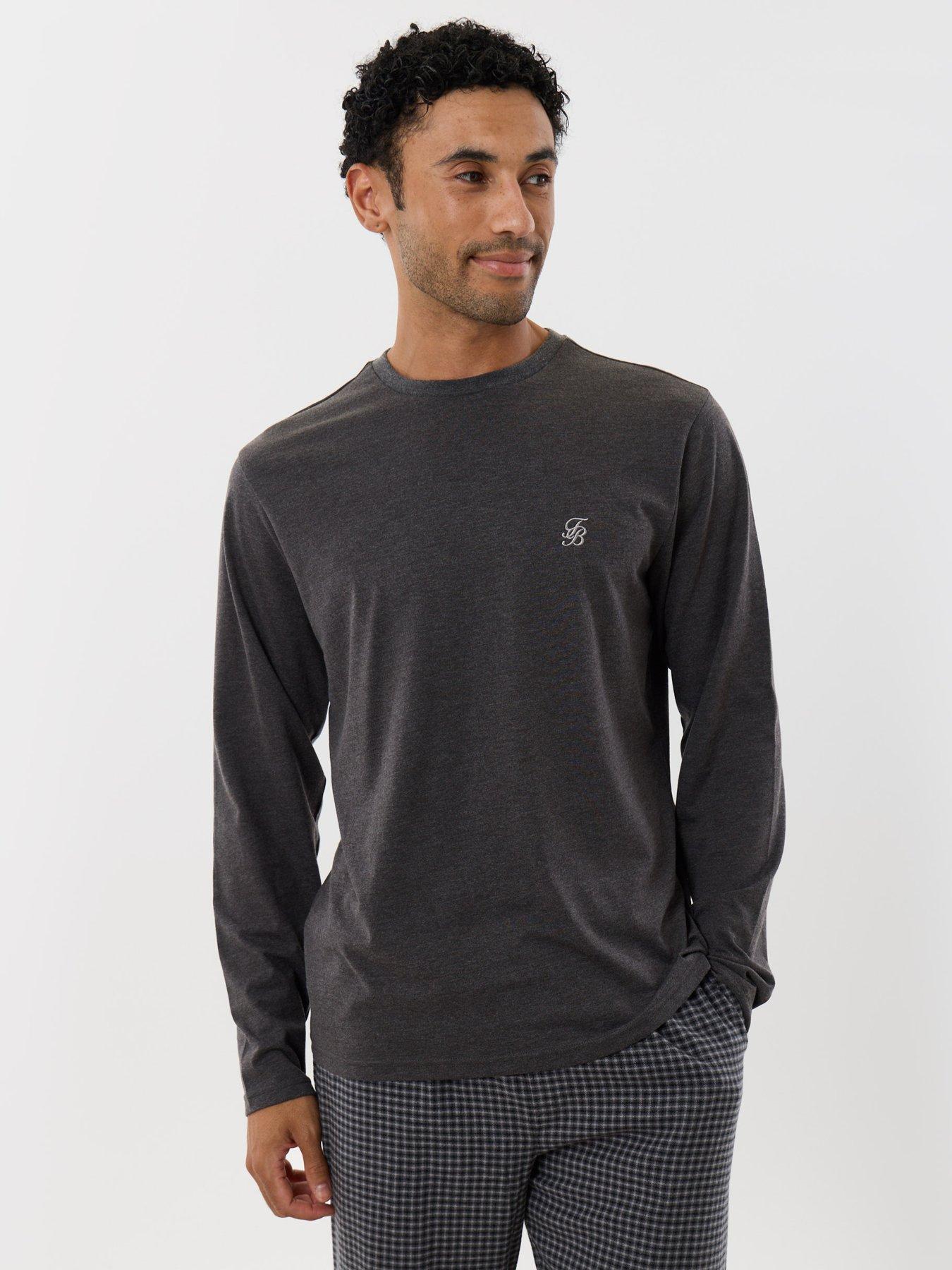 Image 3 of 4 of Threadbare Mens Coffee Break Soft Jersey Checked Pyjama Set - Grey