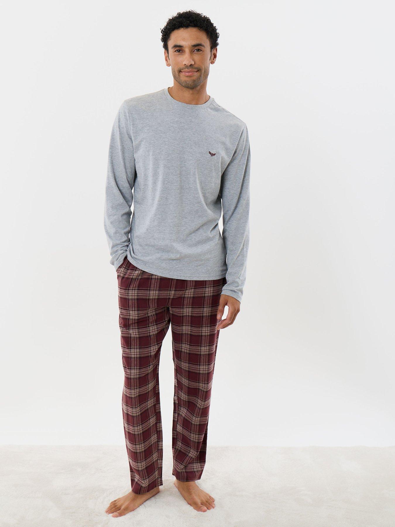 Image 1 of 4 of Threadbare Mens Top &amp; Flannel Trousers Pyjama Set - Grey