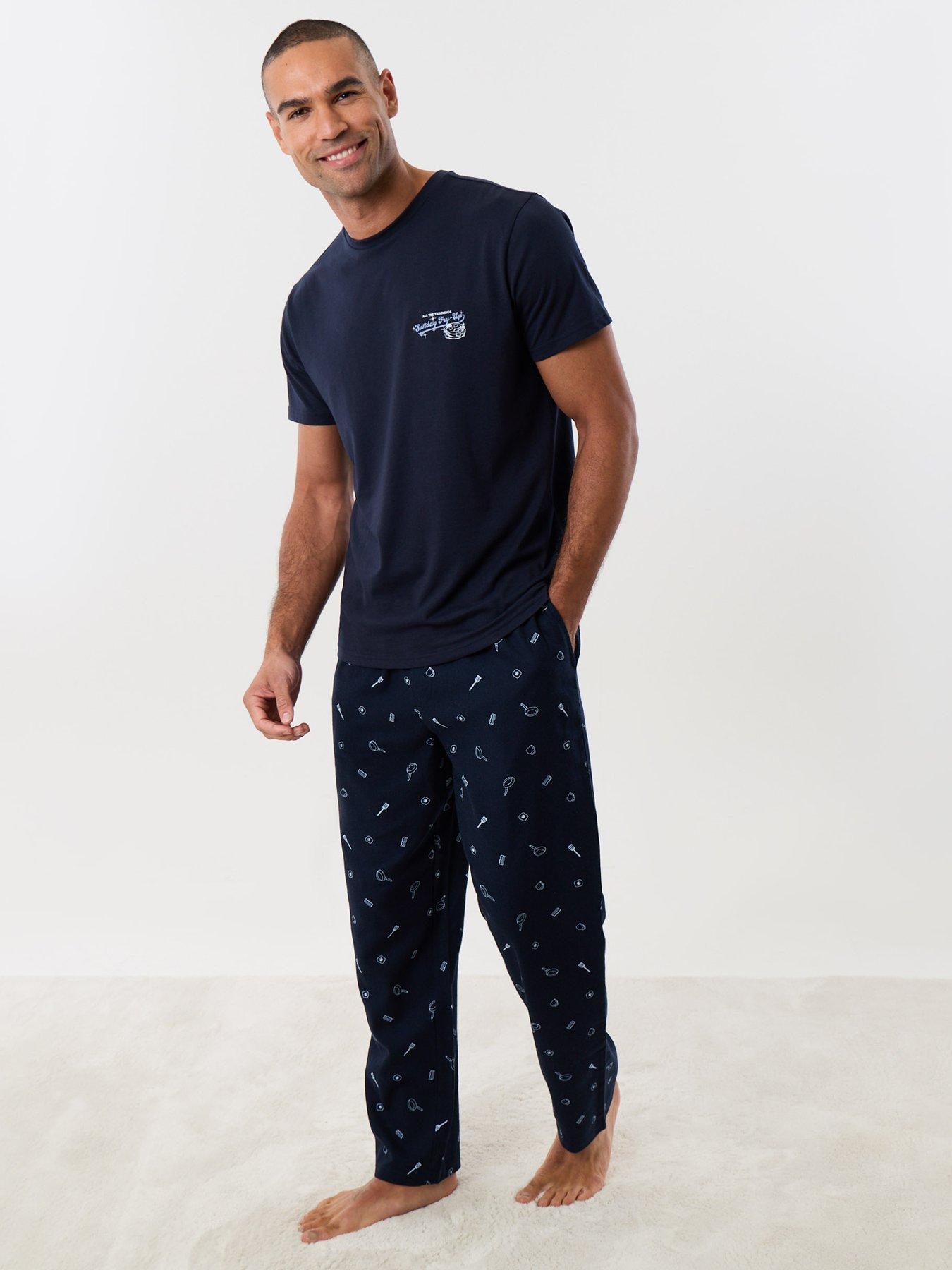 Image 2 of 5 of Threadbare Mens Breakfast Graphic Pyjama Set - Navy