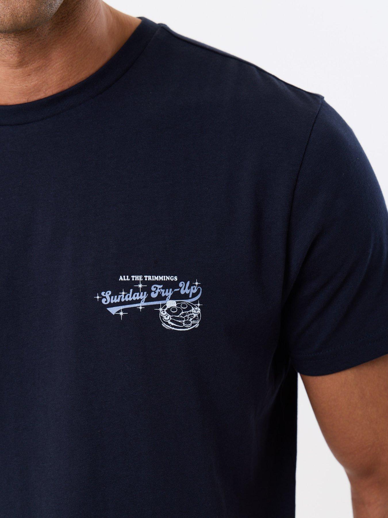 Image 4 of 5 of Threadbare Mens Breakfast Graphic Pyjama Set - Navy