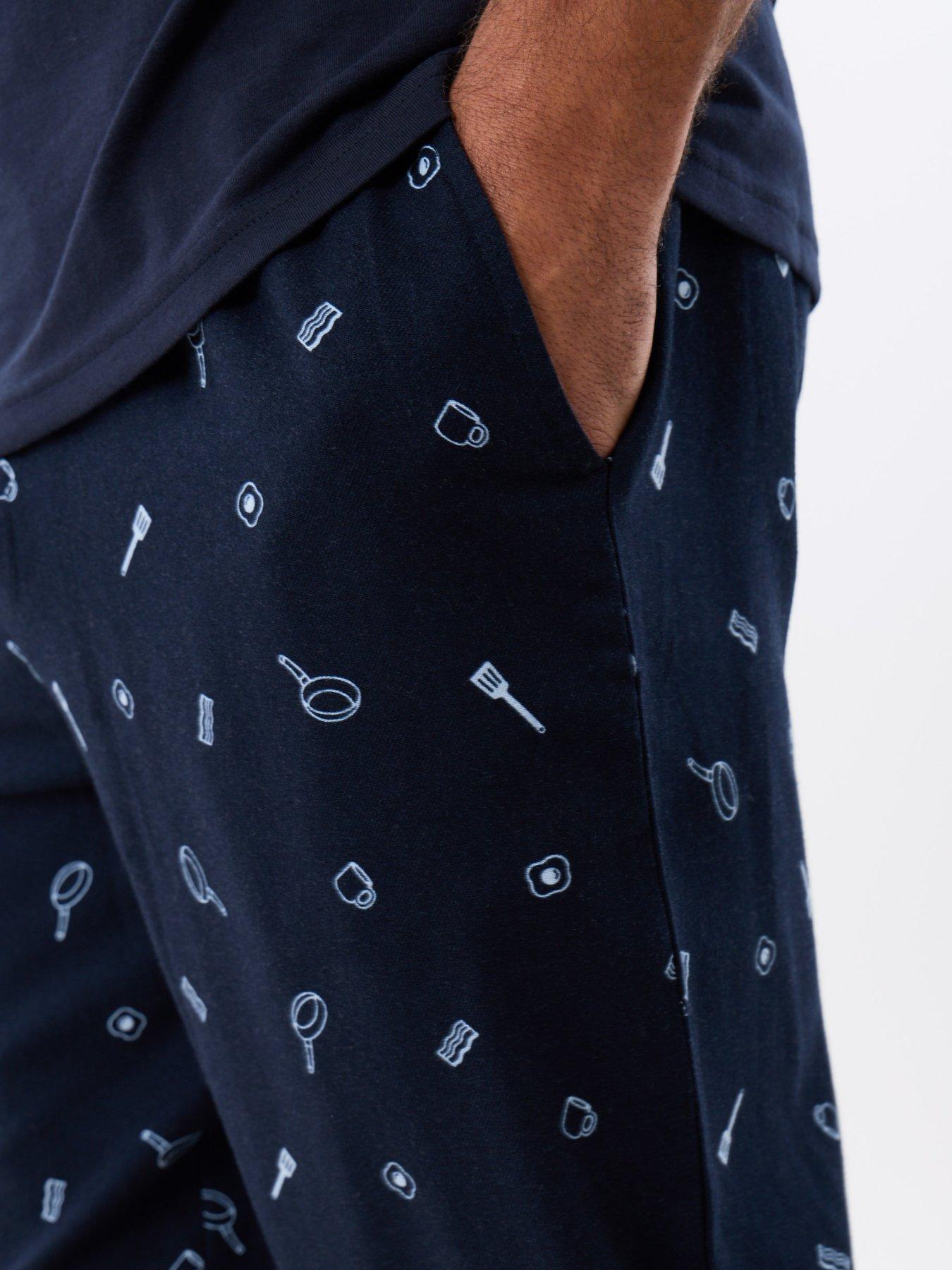 Image 5 of 5 of Threadbare Mens Breakfast Graphic Pyjama Set - Navy