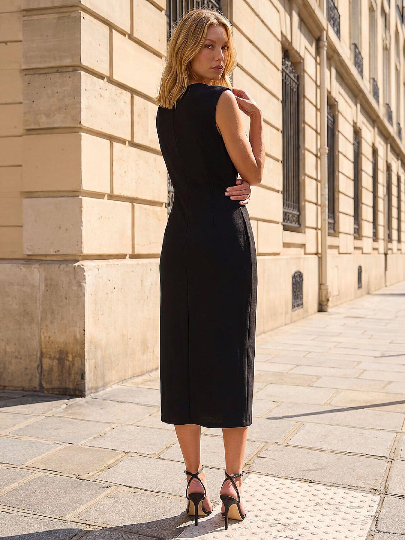 Image 3 of 4 of Roman Side Pleat Midi Dress