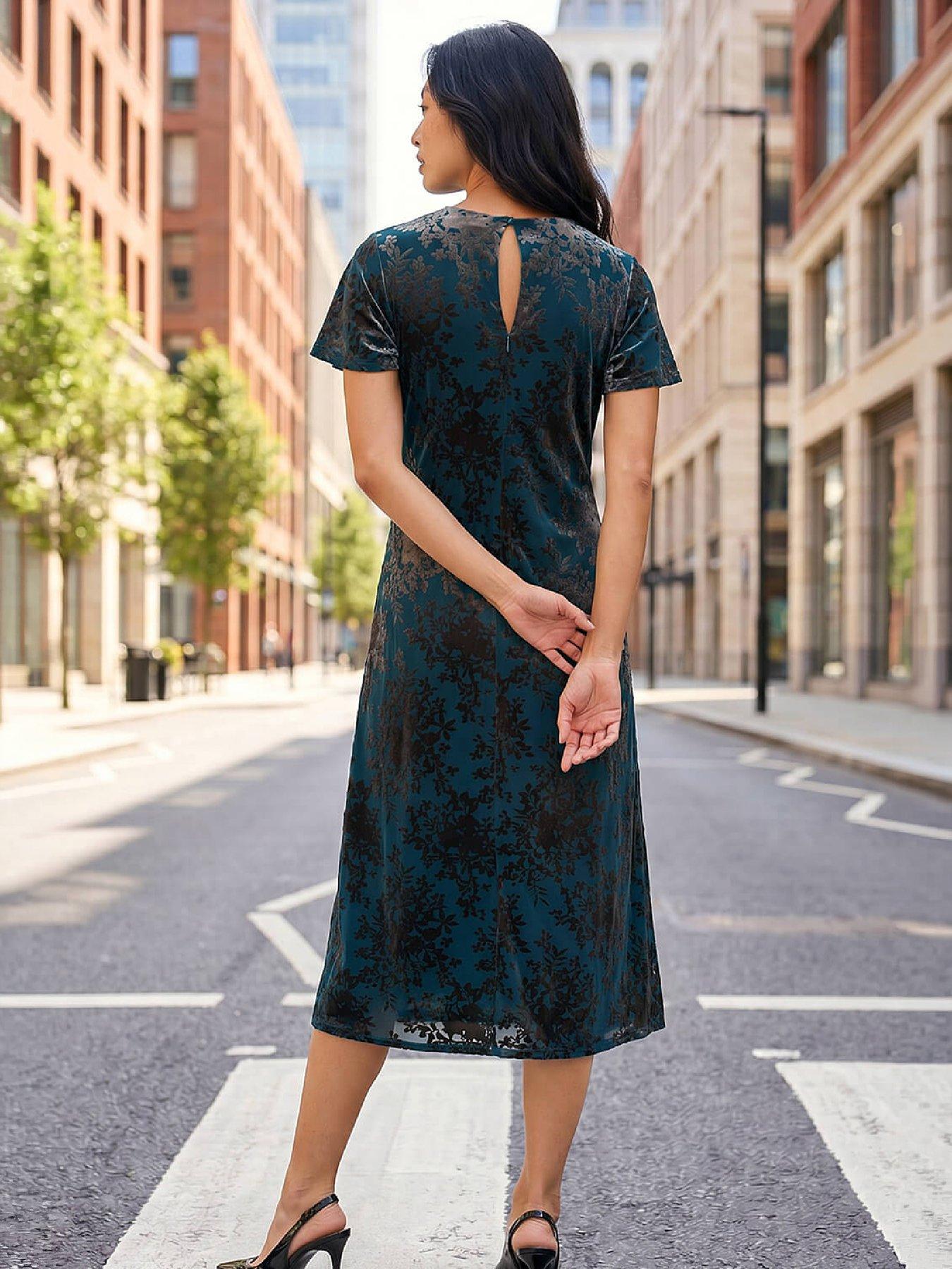 Image 3 of 4 of Roman Petite Devore Midi Dress