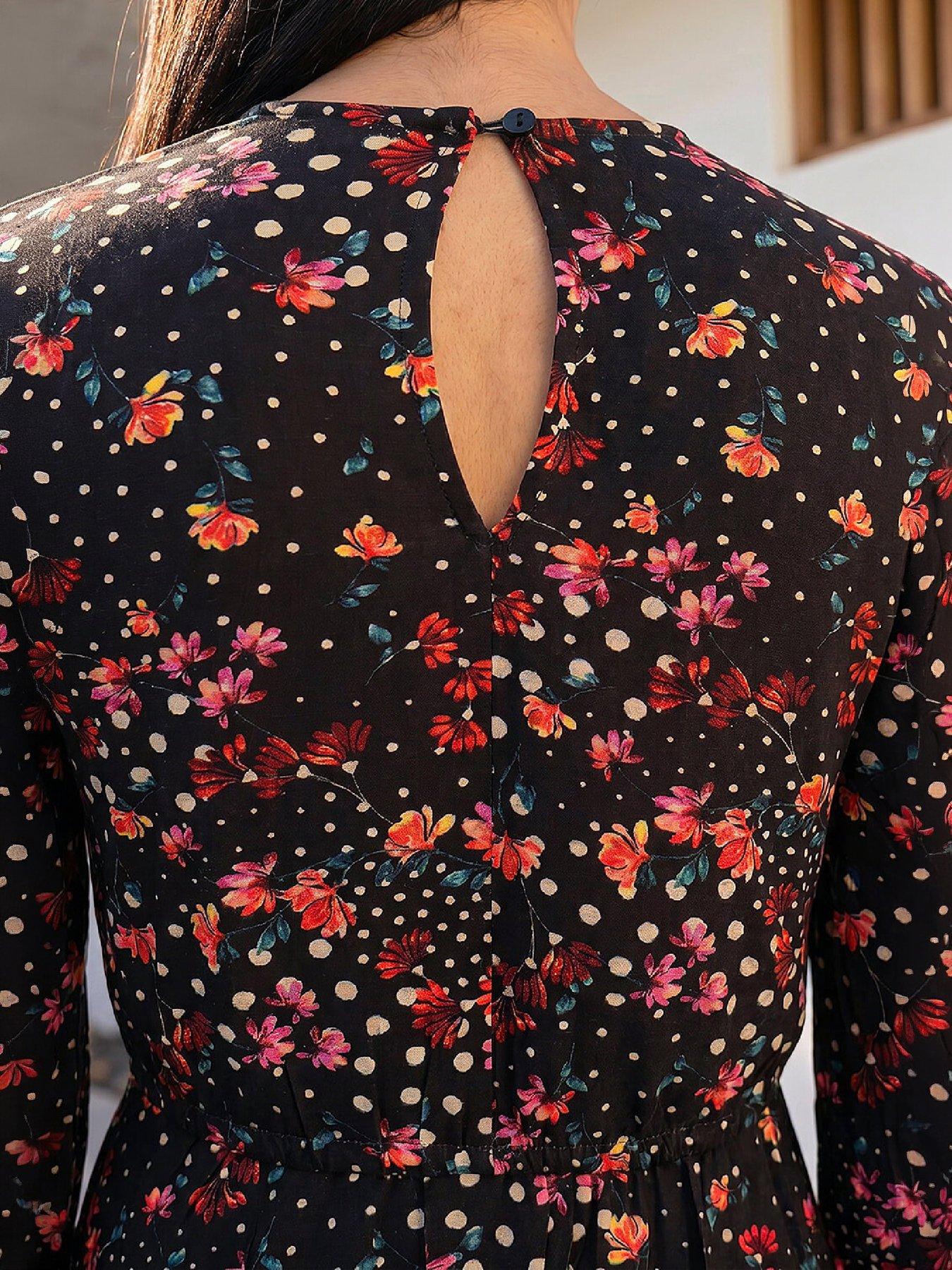 Image 2 of 4 of Roman Petite Floral Print Midi Dress