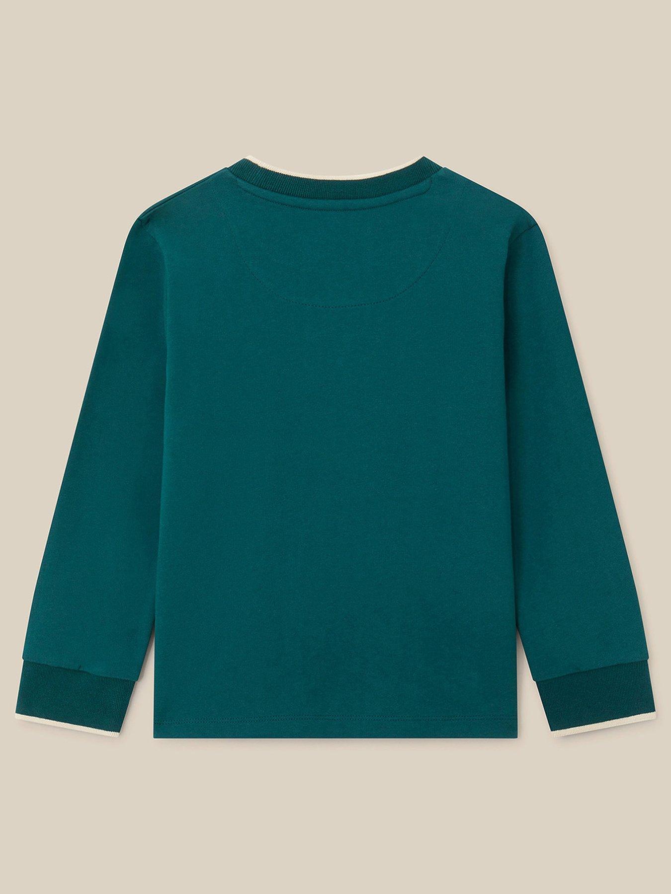 Image 2 of 3 of Monsoon Boys Rugby Stripe Crest Sweatshirt - Green