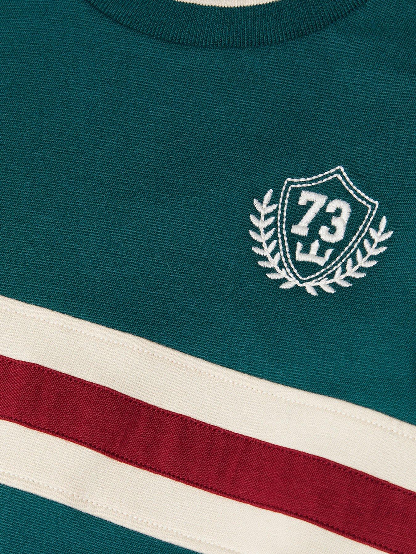 Image 3 of 3 of Monsoon Boys Rugby Stripe Crest Sweatshirt - Green