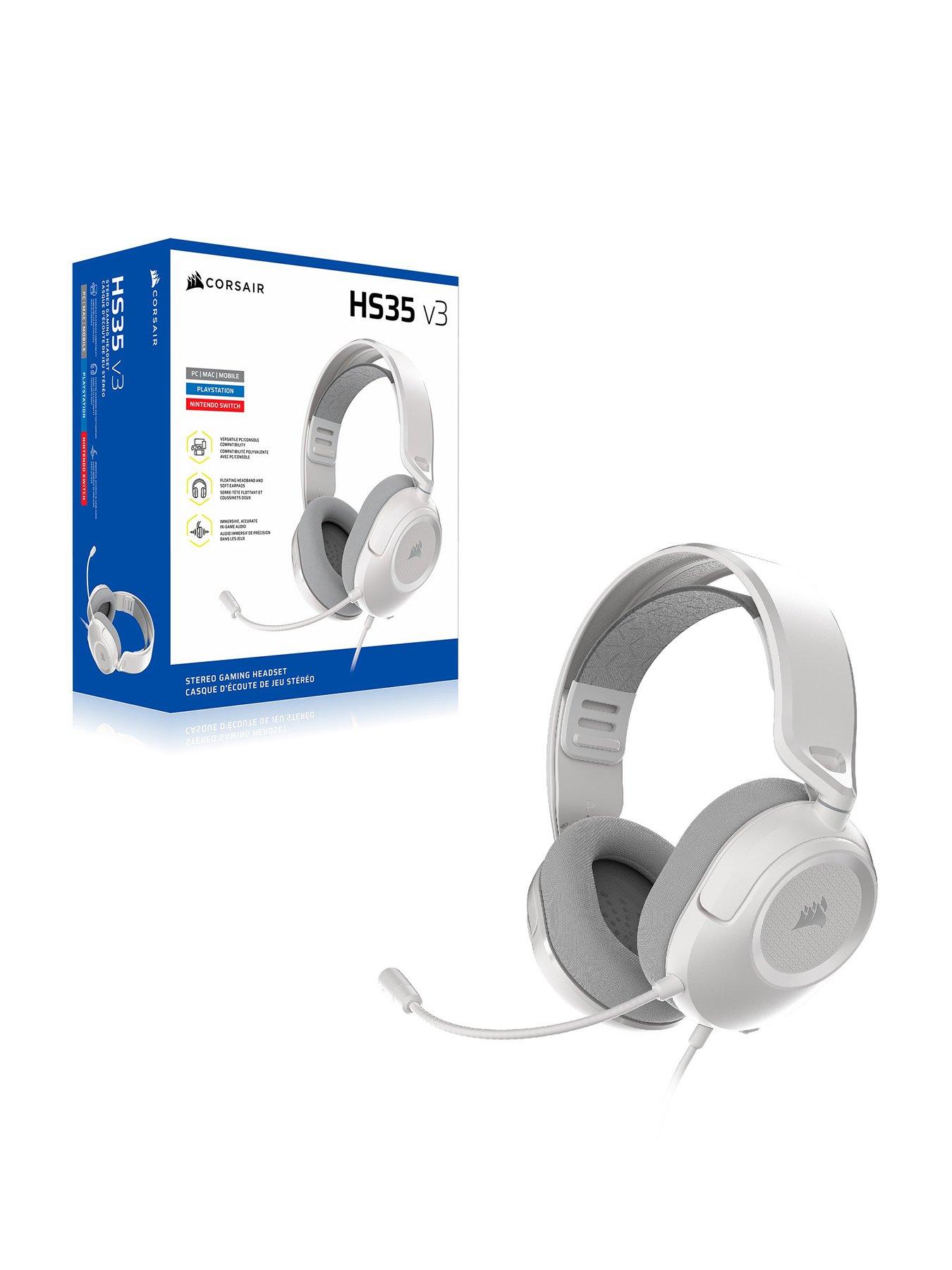 CORSAIR CORSAIR HS35 v3 Stereo Wired Headset, White,  Playstation Packaging