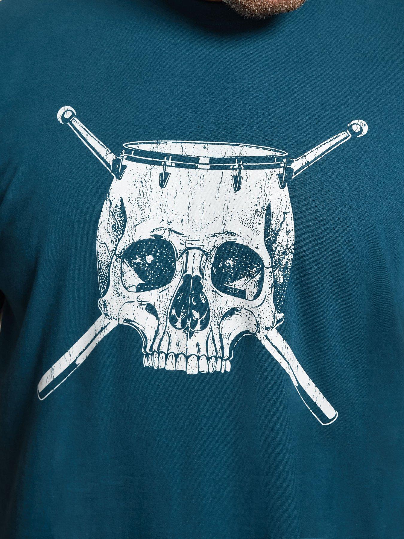Image 4 of 4 of BadRhino Mens Extra Long Skull Graphic T-Shirt - Blue