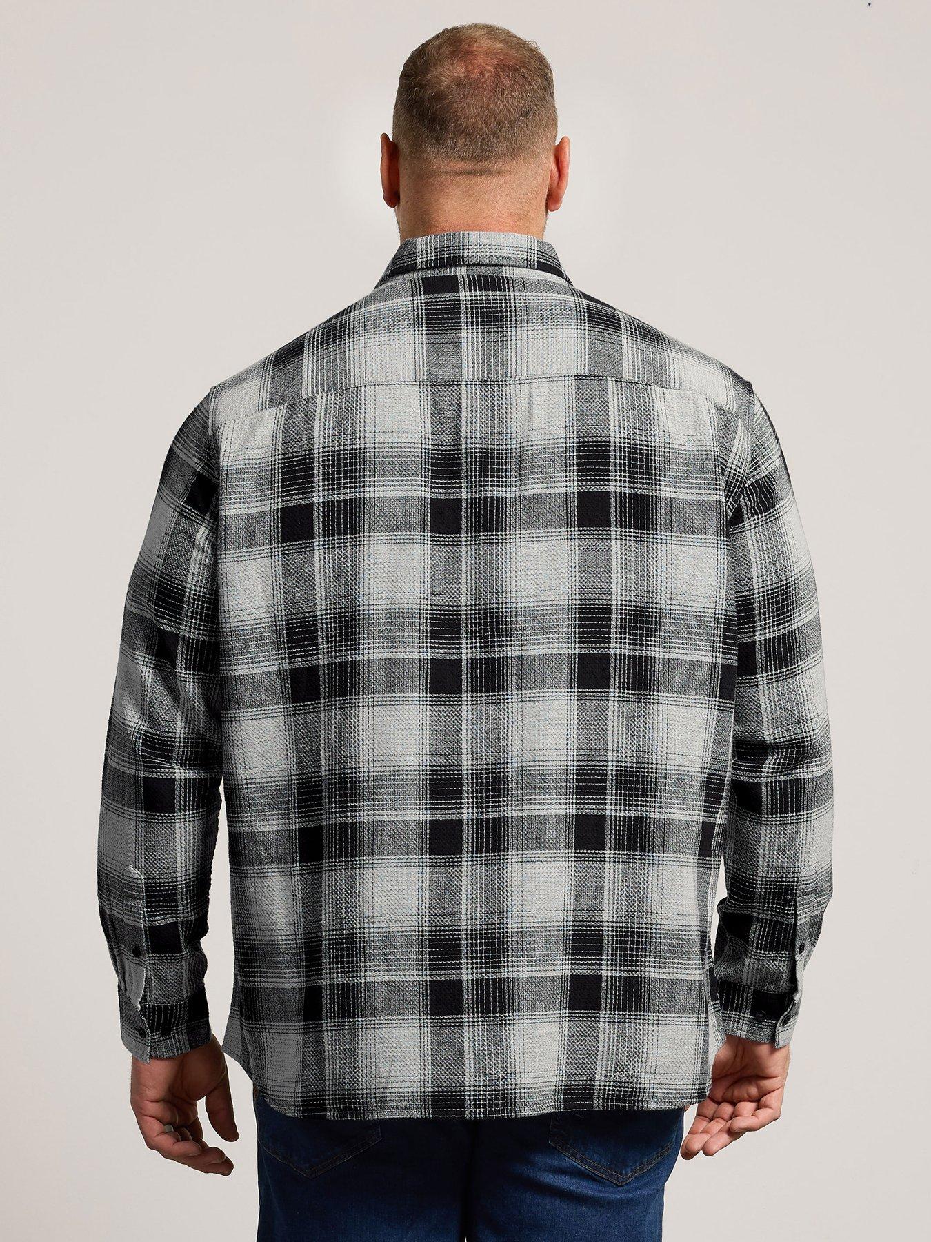 Image 2 of 4 of BadRhino Mens Check Button-Down Collar Long Sleeve Shirt - Black