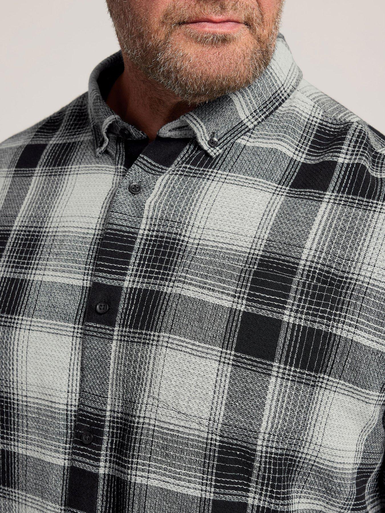 Image 4 of 4 of BadRhino Mens Check Button-Down Collar Long Sleeve Shirt - Black