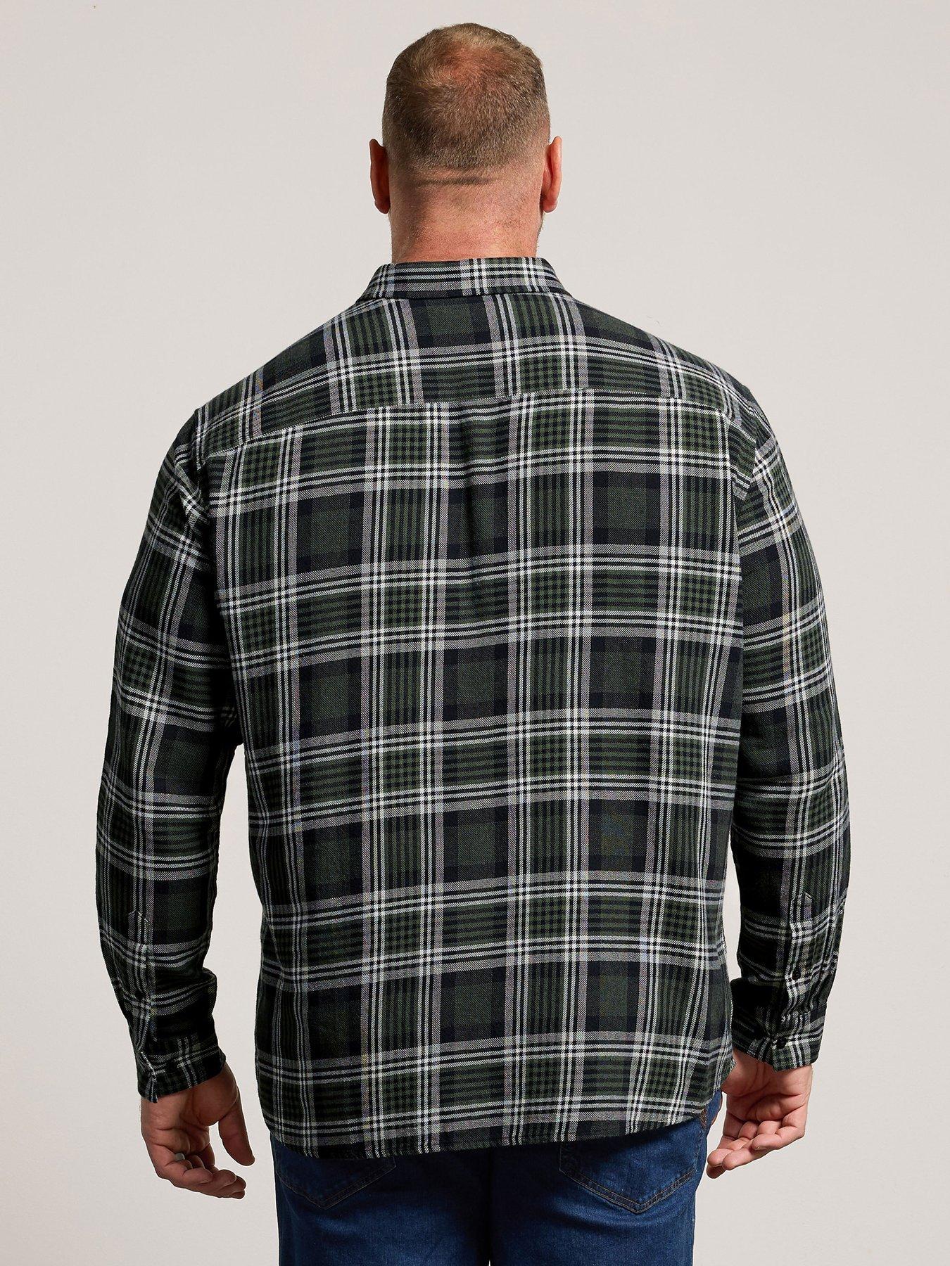 Image 2 of 4 of BadRhino Mens Big &amp; Tall Check Button-Through Long Sleeve Shirt - Green