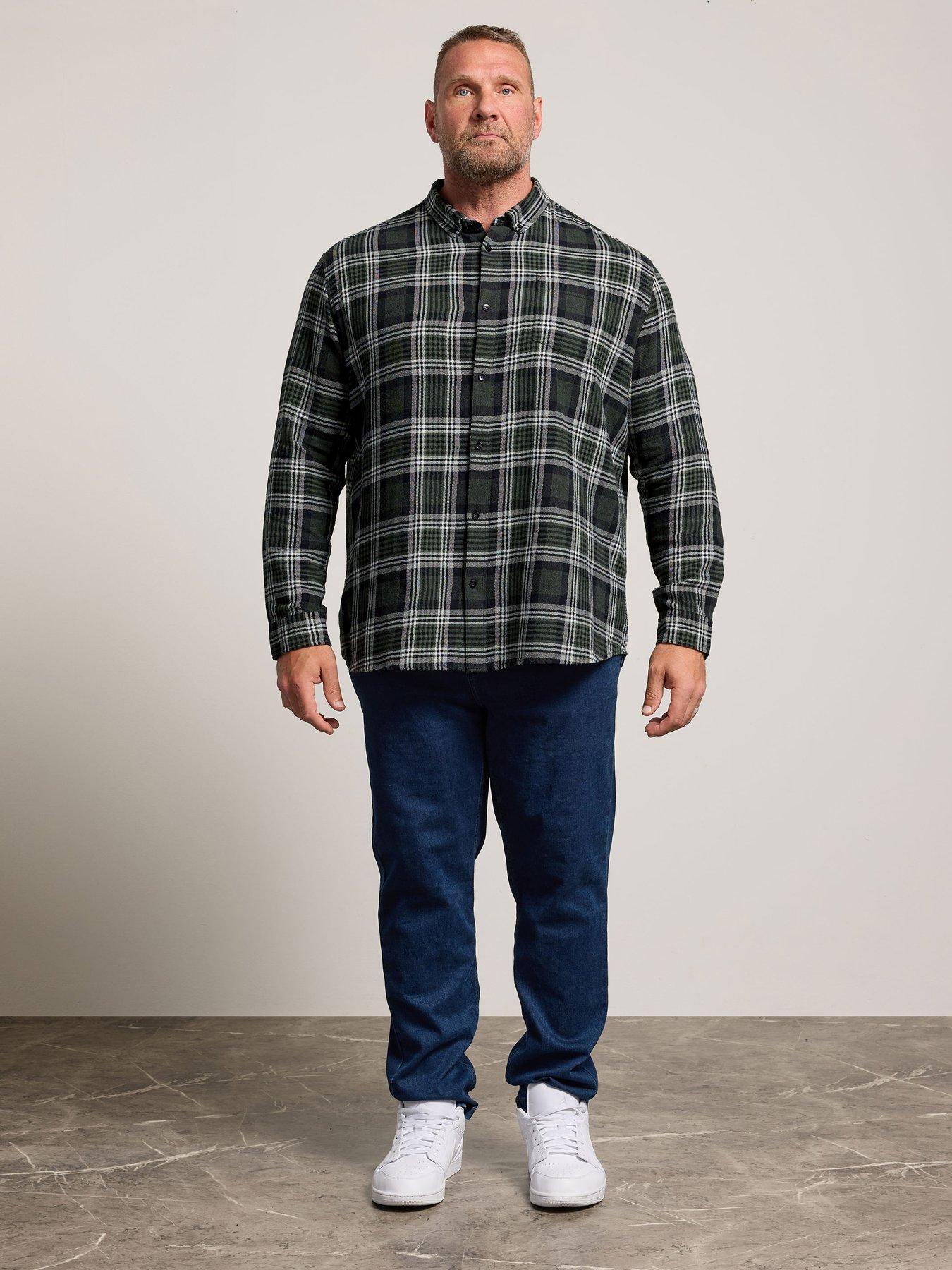 Image 3 of 4 of BadRhino Mens Big &amp; Tall Check Button-Through Long Sleeve Shirt - Green