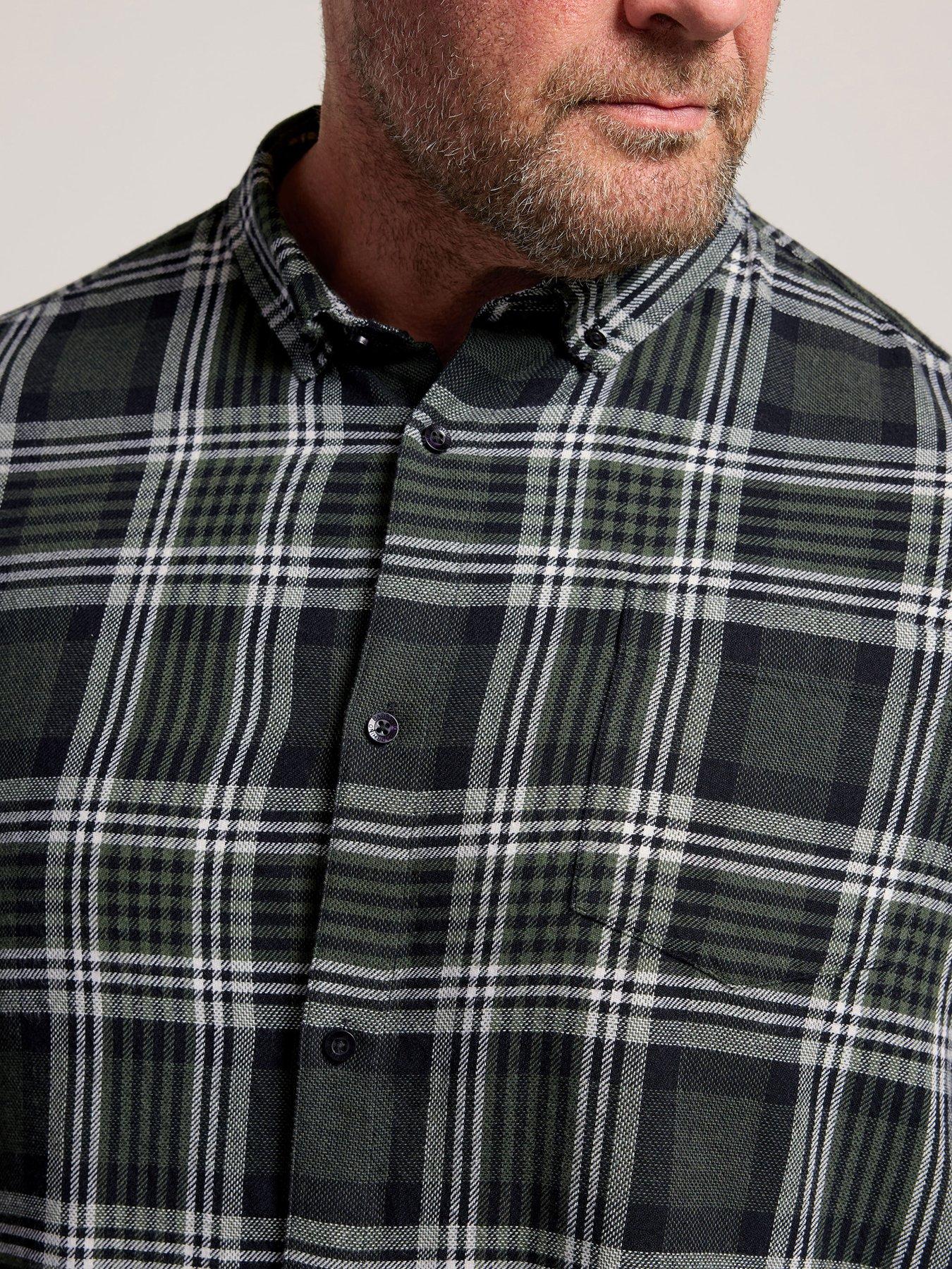 Image 4 of 4 of BadRhino Mens Big &amp; Tall Check Button-Through Long Sleeve Shirt - Green