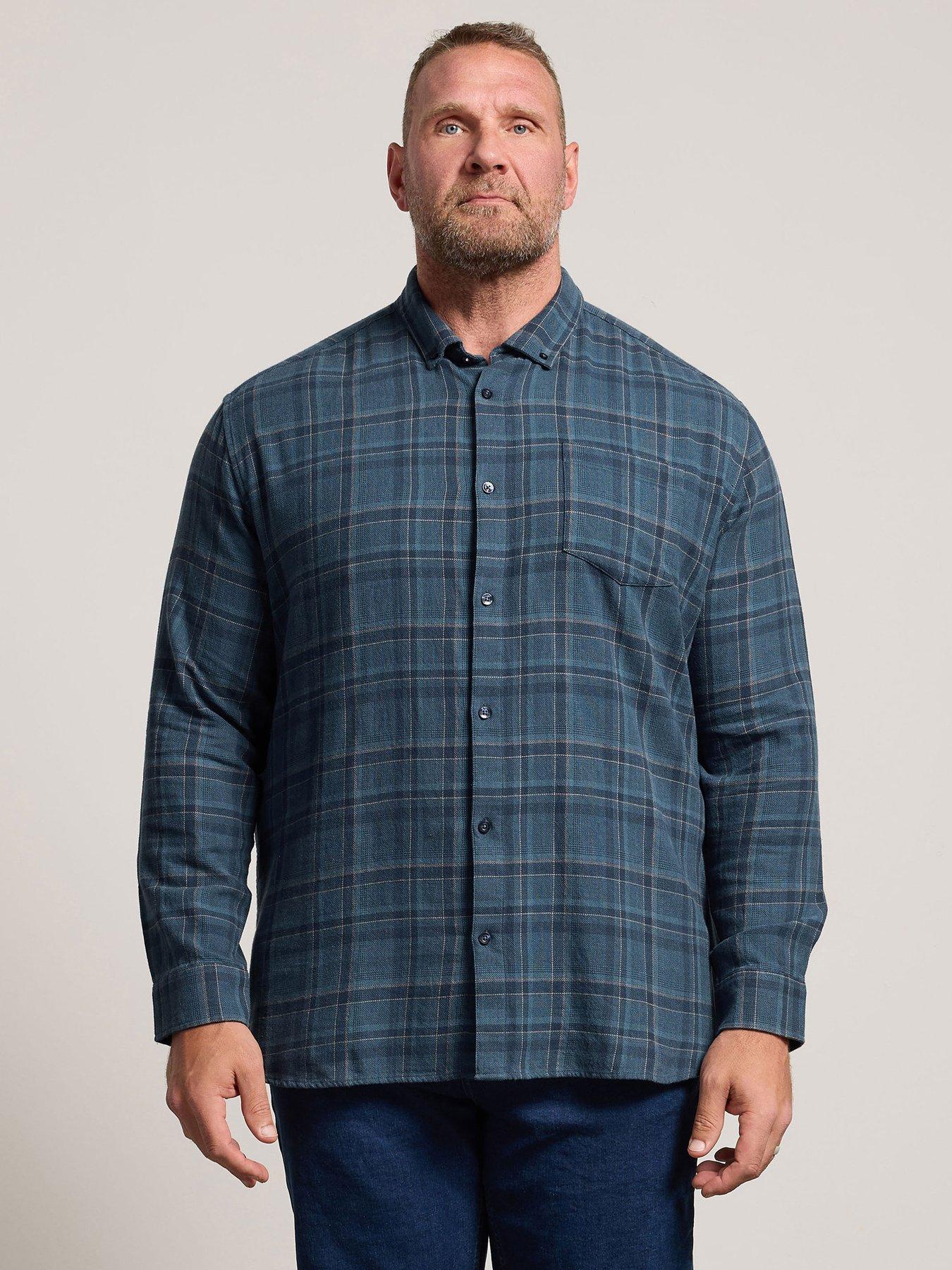 Image 1 of 4 of BadRhino Mens Big &amp; Tall Check Long Sleeve Shirt - Blue