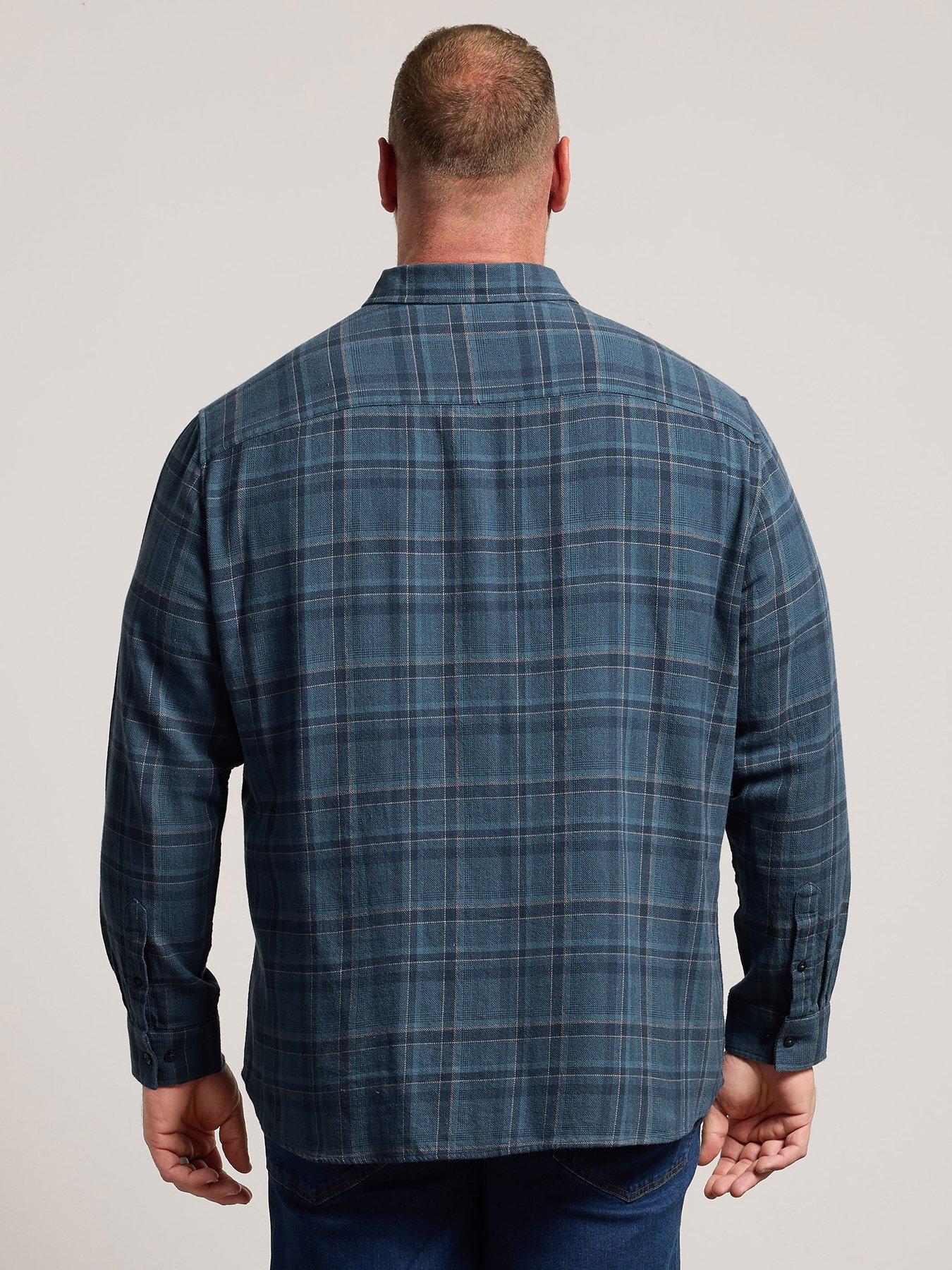 Image 2 of 4 of BadRhino Mens Big &amp; Tall Check Long Sleeve Shirt - Blue