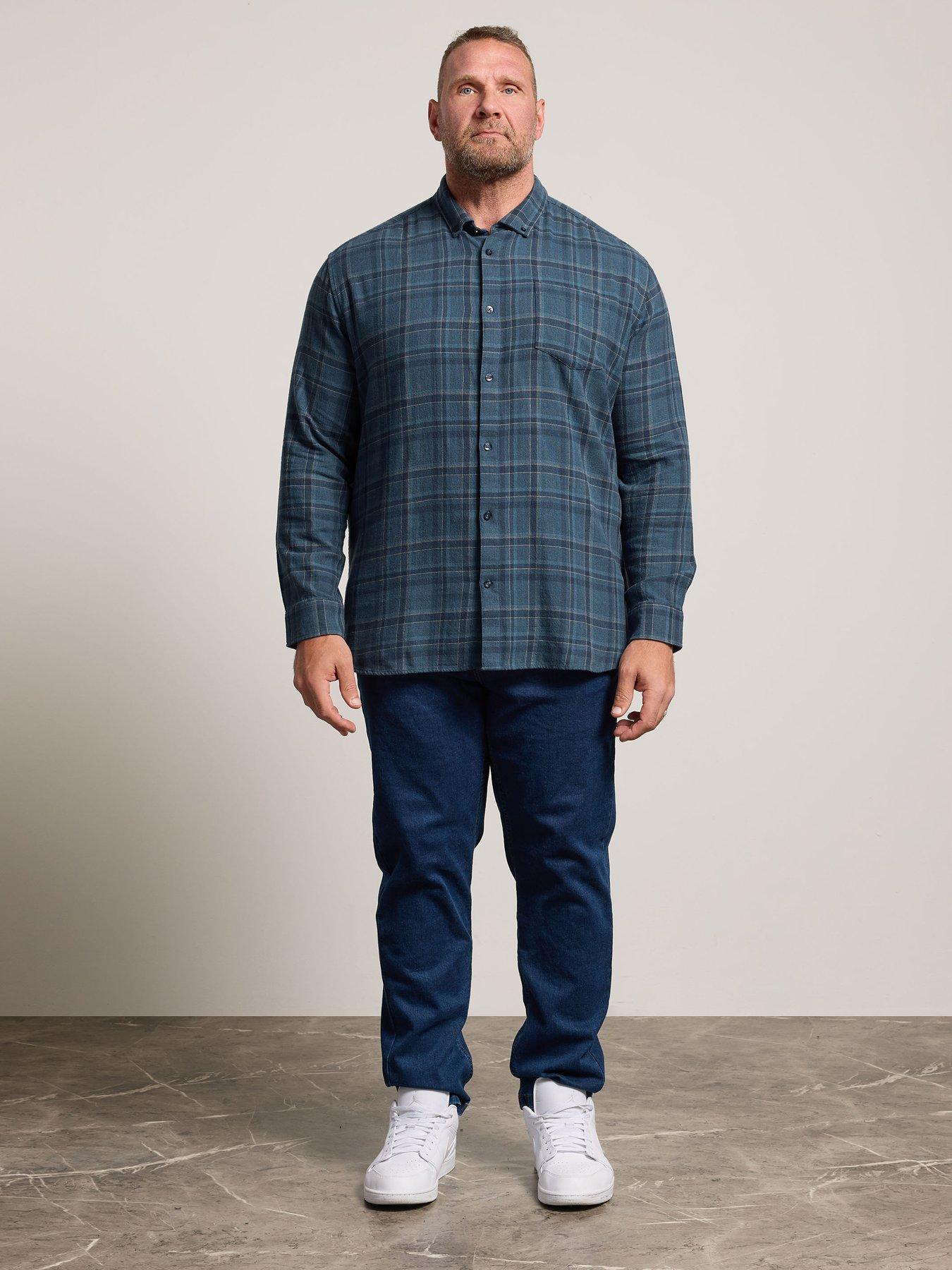Image 3 of 4 of BadRhino Mens Big &amp; Tall Check Long Sleeve Shirt - Blue