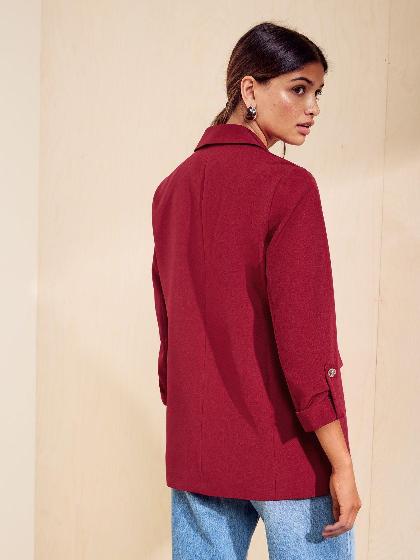Image 2 of 5 of Friends Like These Womens Edge-to-Edge Regular Fit 3/4 Sleeve Blazer - Red