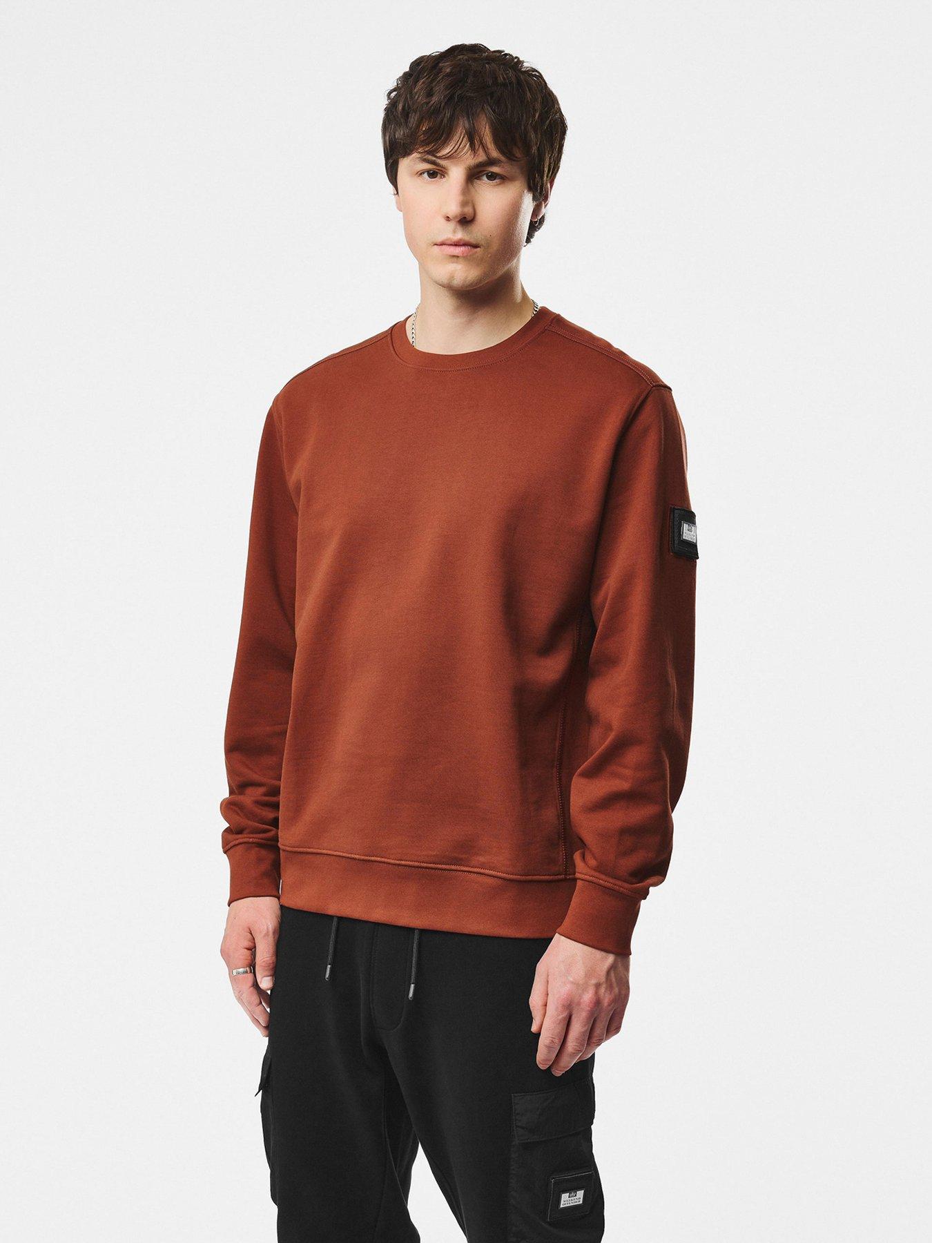 Image 1 of 6 of Weekend Offender Mens Thunder Ribbed Trims Cotton Sweatshirt - Brown