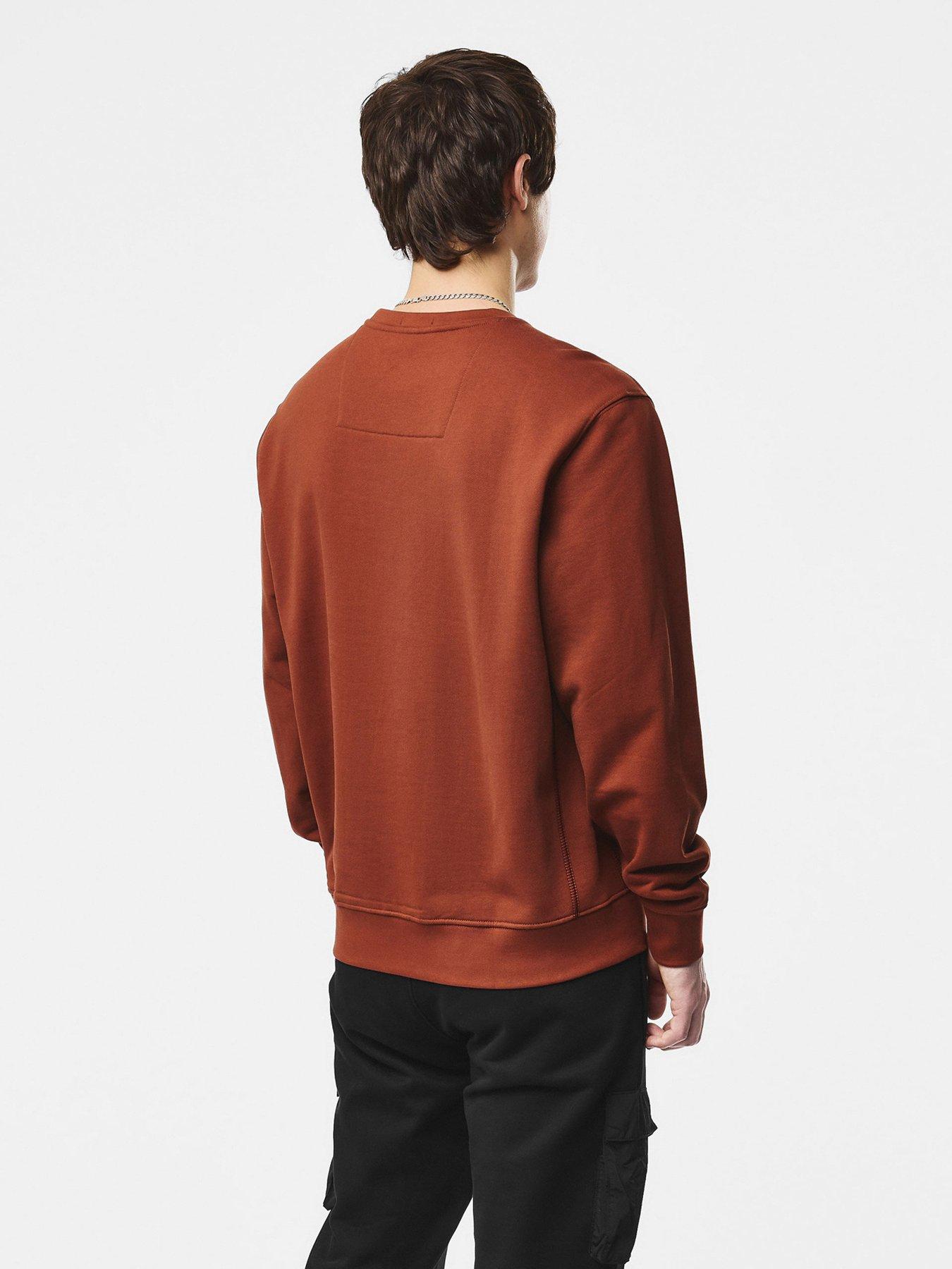 Image 2 of 6 of Weekend Offender Mens Thunder Ribbed Trims Cotton Sweatshirt - Brown