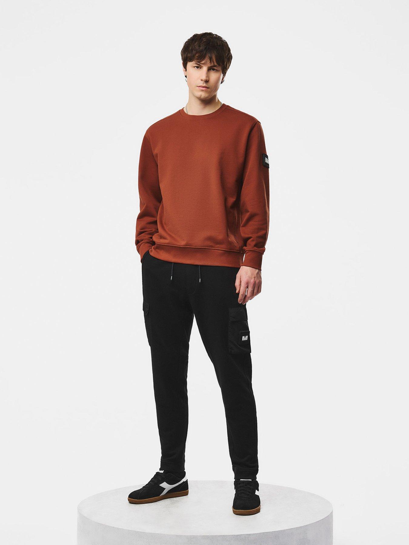 Image 3 of 6 of Weekend Offender Mens Thunder Ribbed Trims Cotton Sweatshirt - Brown