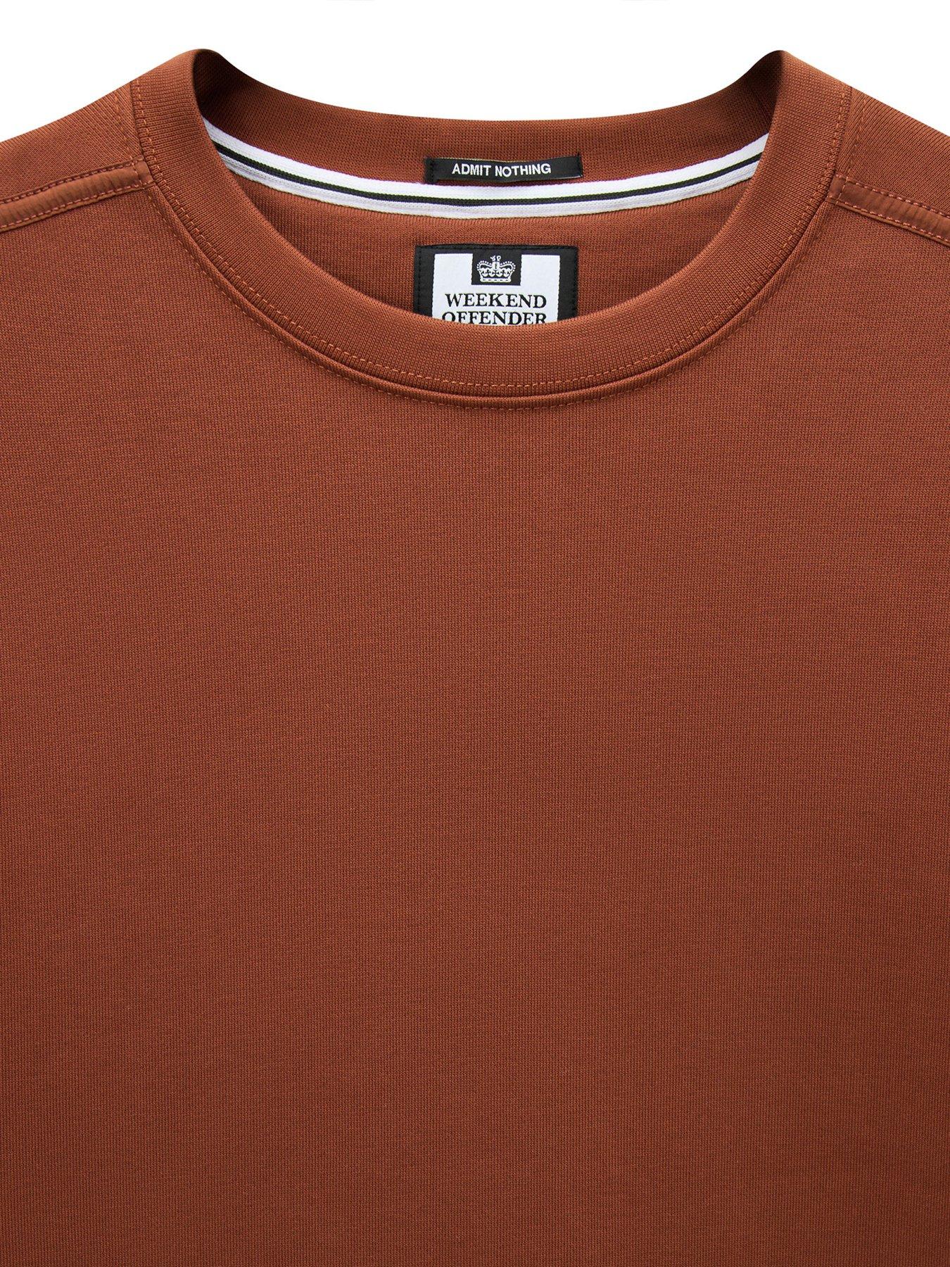 Image 5 of 6 of Weekend Offender Mens Thunder Ribbed Trims Cotton Sweatshirt - Brown