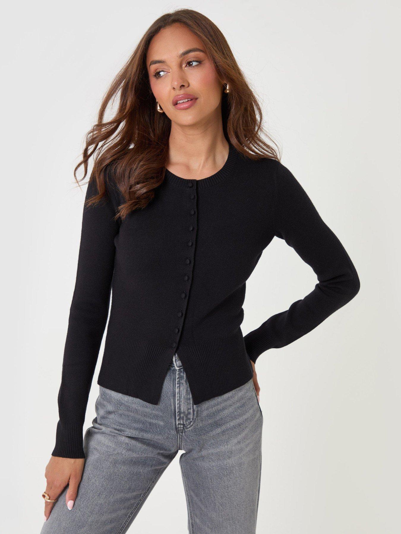 Image 1 of 5 of Threadbare Ladies Isadora Crew Neck Cardigan - Black