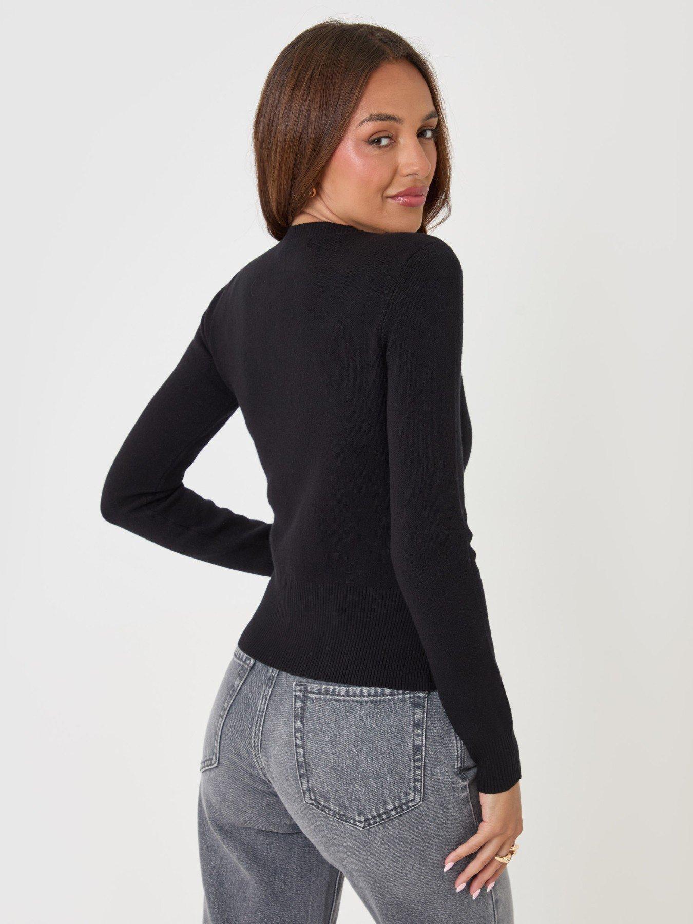Image 2 of 5 of Threadbare Ladies Isadora Crew Neck Cardigan - Black