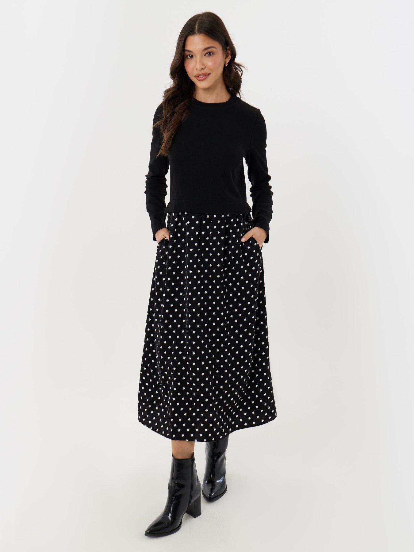 Image 3 of 4 of Threadbare Womens 2-in-1 Long Sleeve Maxi Dress - Black