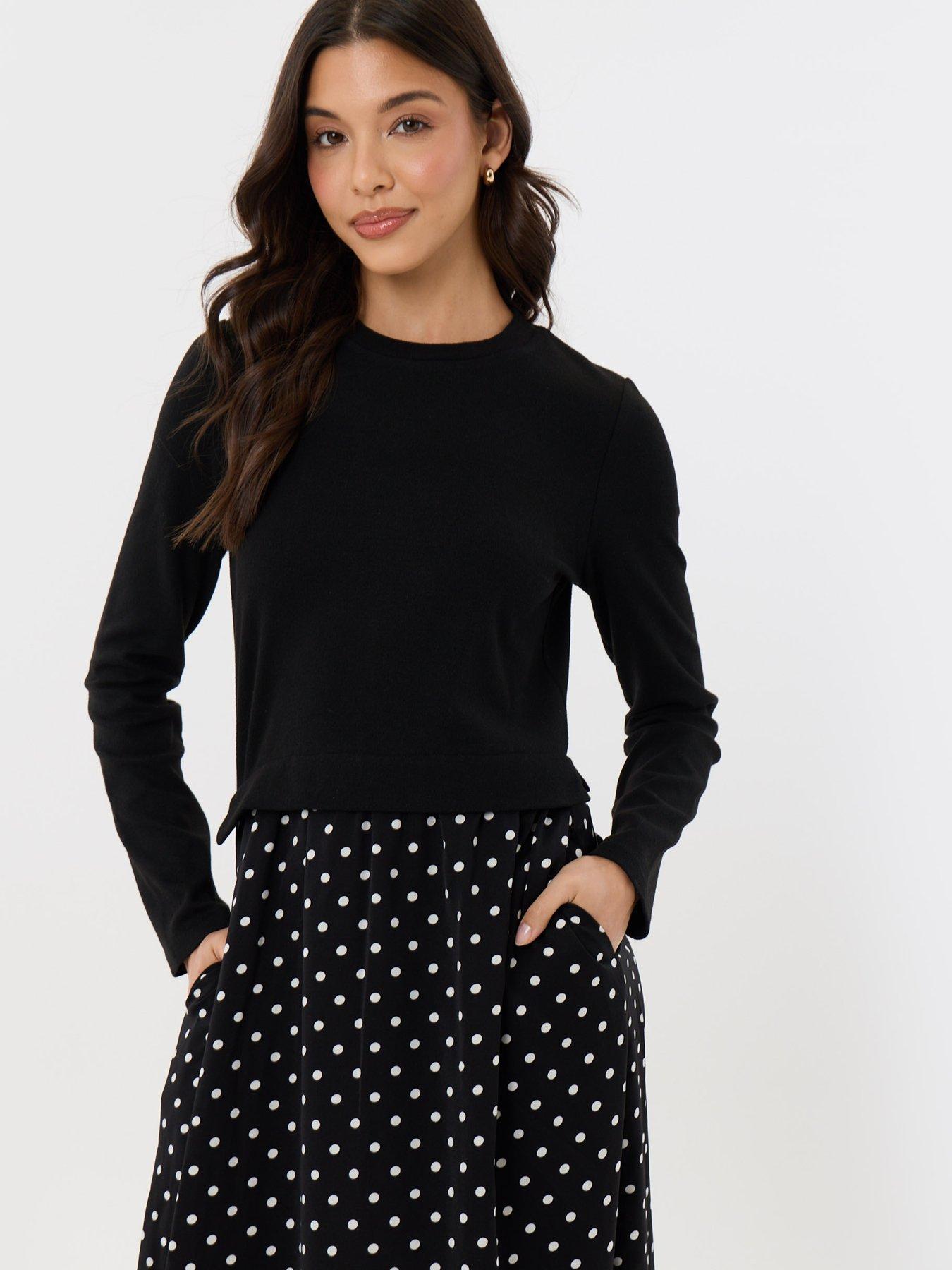 Image 4 of 4 of Threadbare Womens 2-in-1 Long Sleeve Maxi Dress - Black