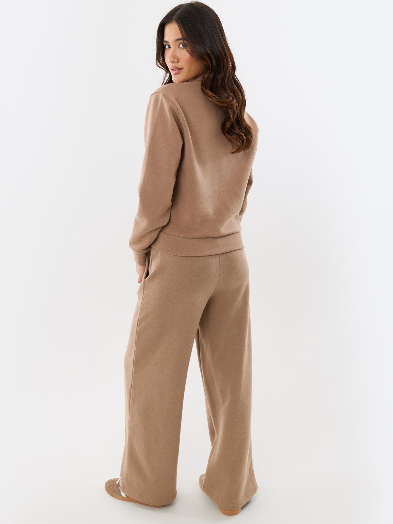 Image 2 of 4 of Threadbare Cardigan & Jogger Sweat Set In Mink Brown