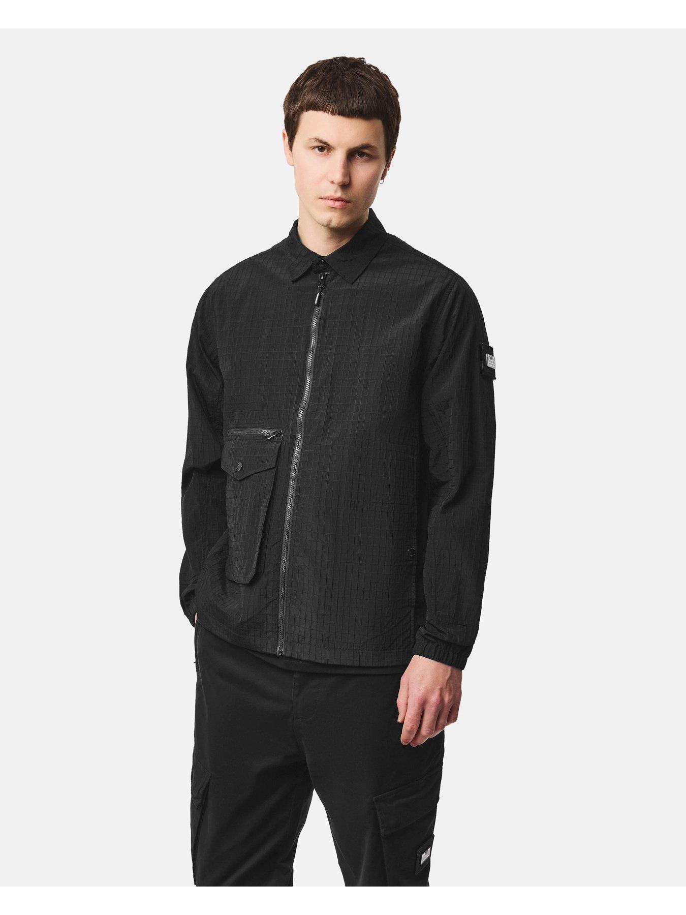 Image 1 of 6 of Weekend Offender Mens Vinnie Lightweight Zip Through Overshirt - Black