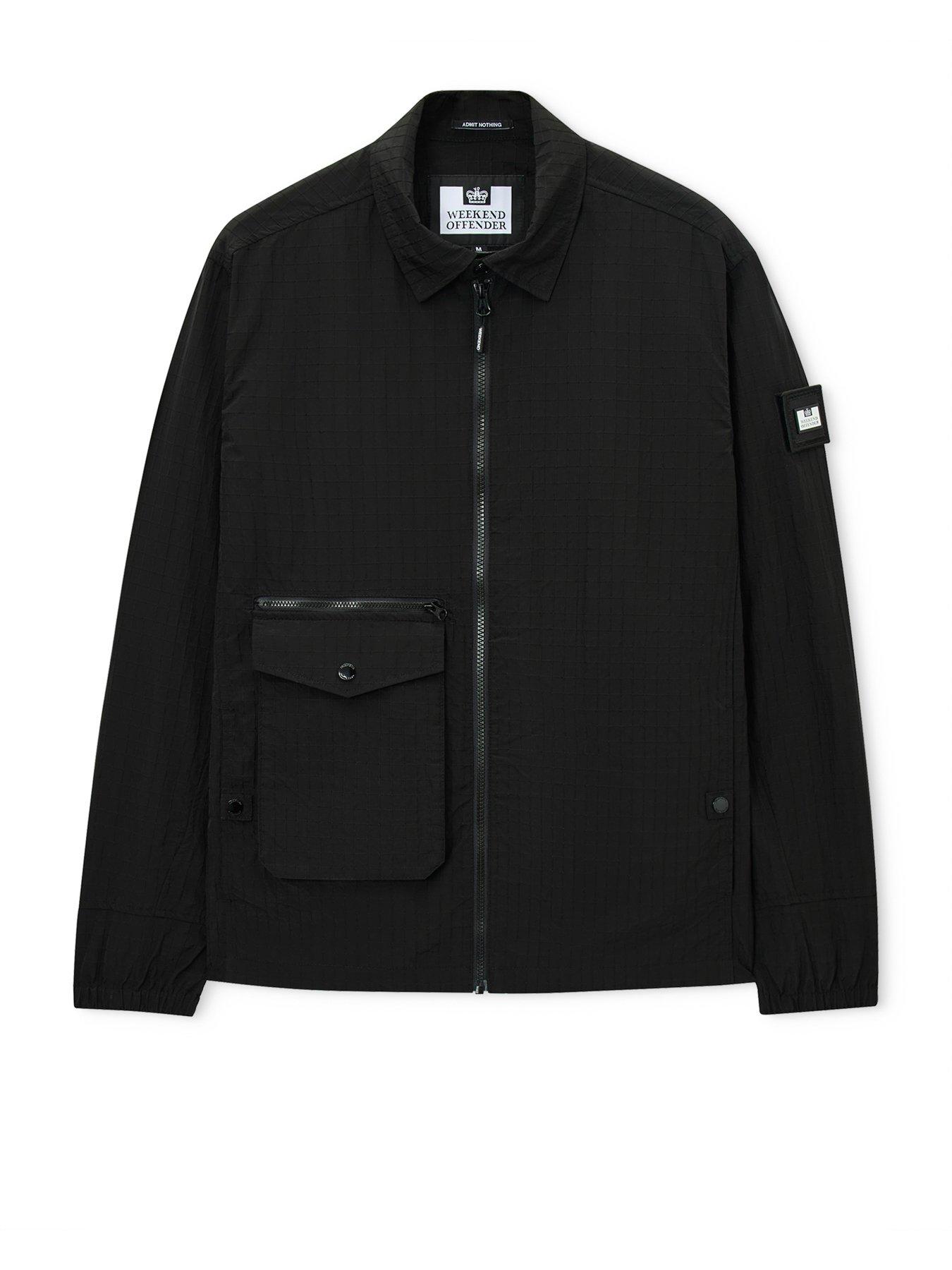 Image 4 of 6 of Weekend Offender Mens Vinnie Lightweight Zip Through Overshirt - Black
