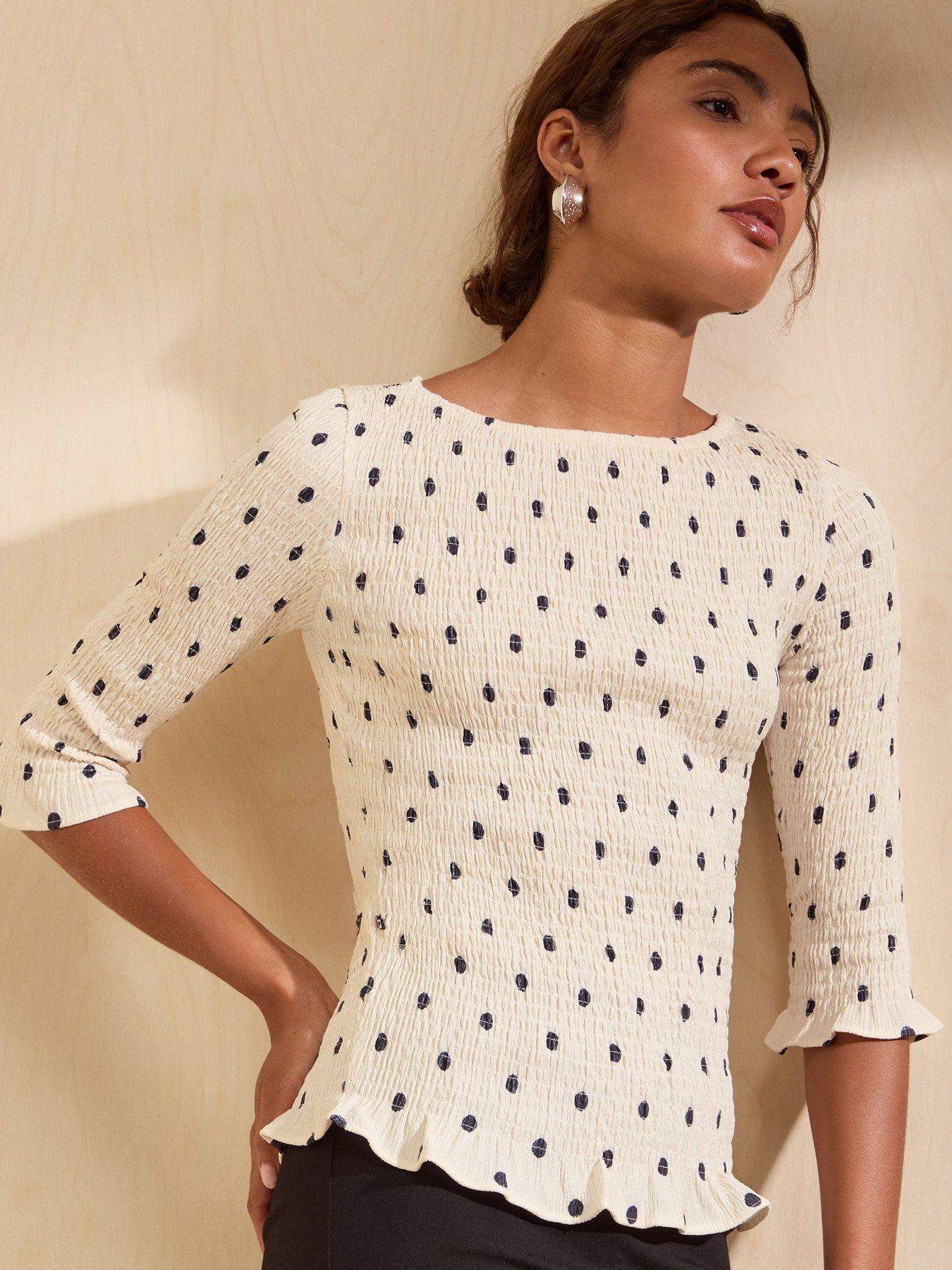 Image 1 of 5 of Friends Like These Ivory Printed Crinkle Boat Neck Top